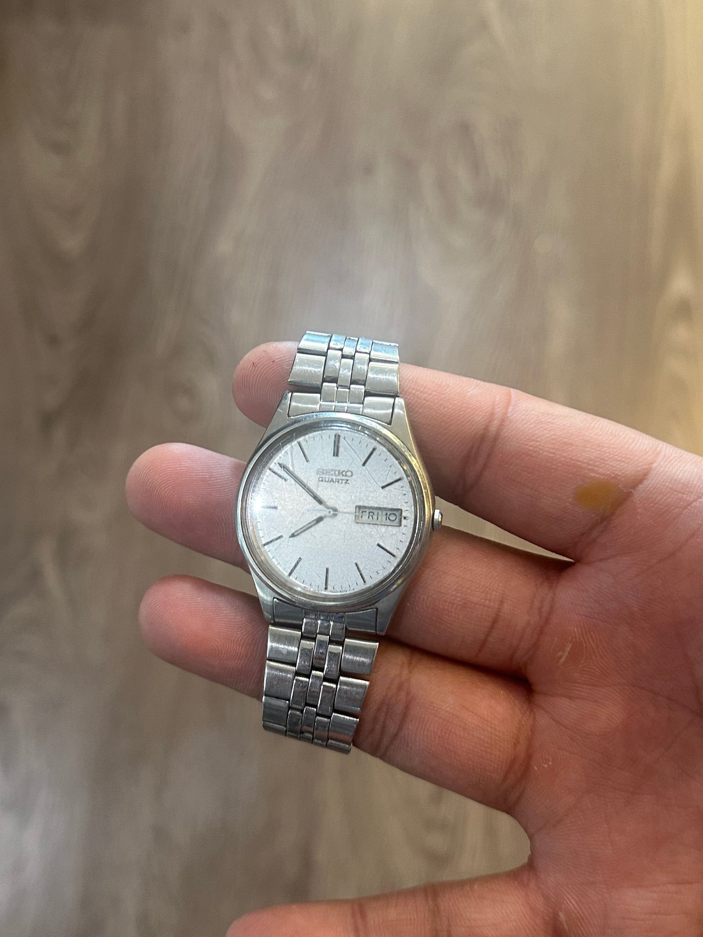Seiko Quartz Stainless Steel Day-Date Watch