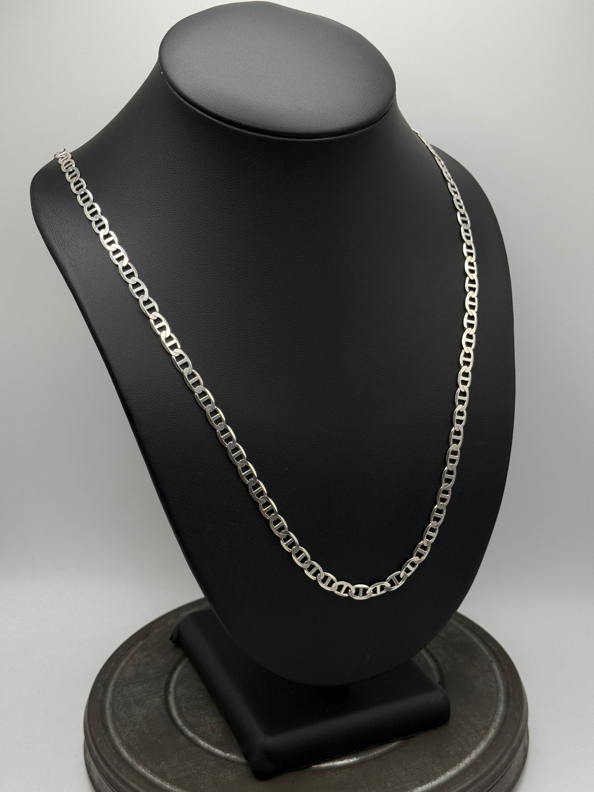 .925 Sterling Silver Mariner Anchor Link Chain Necklace – Polished Finish 26”