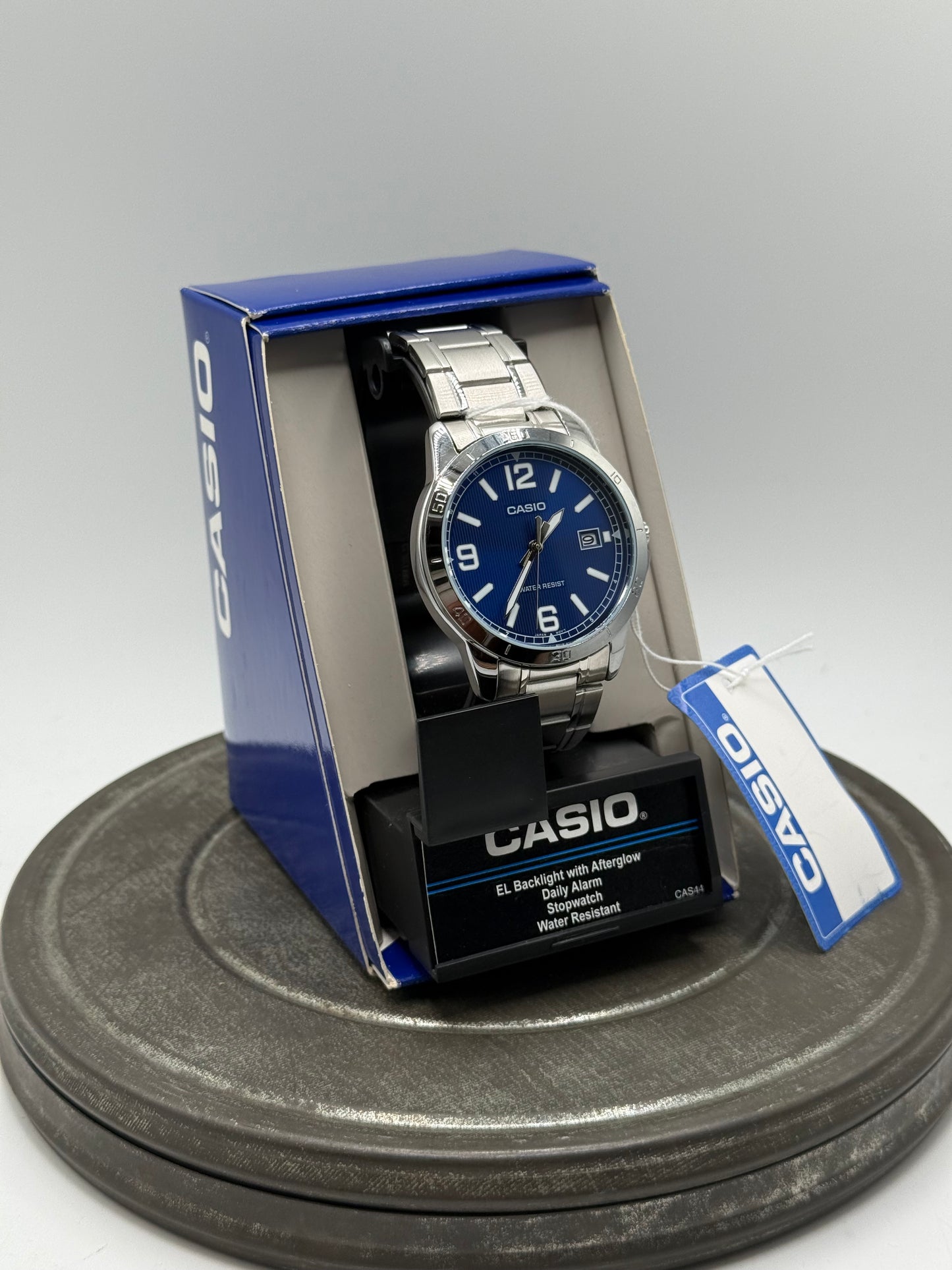 Casio stainless steel bracelet blue dial watch