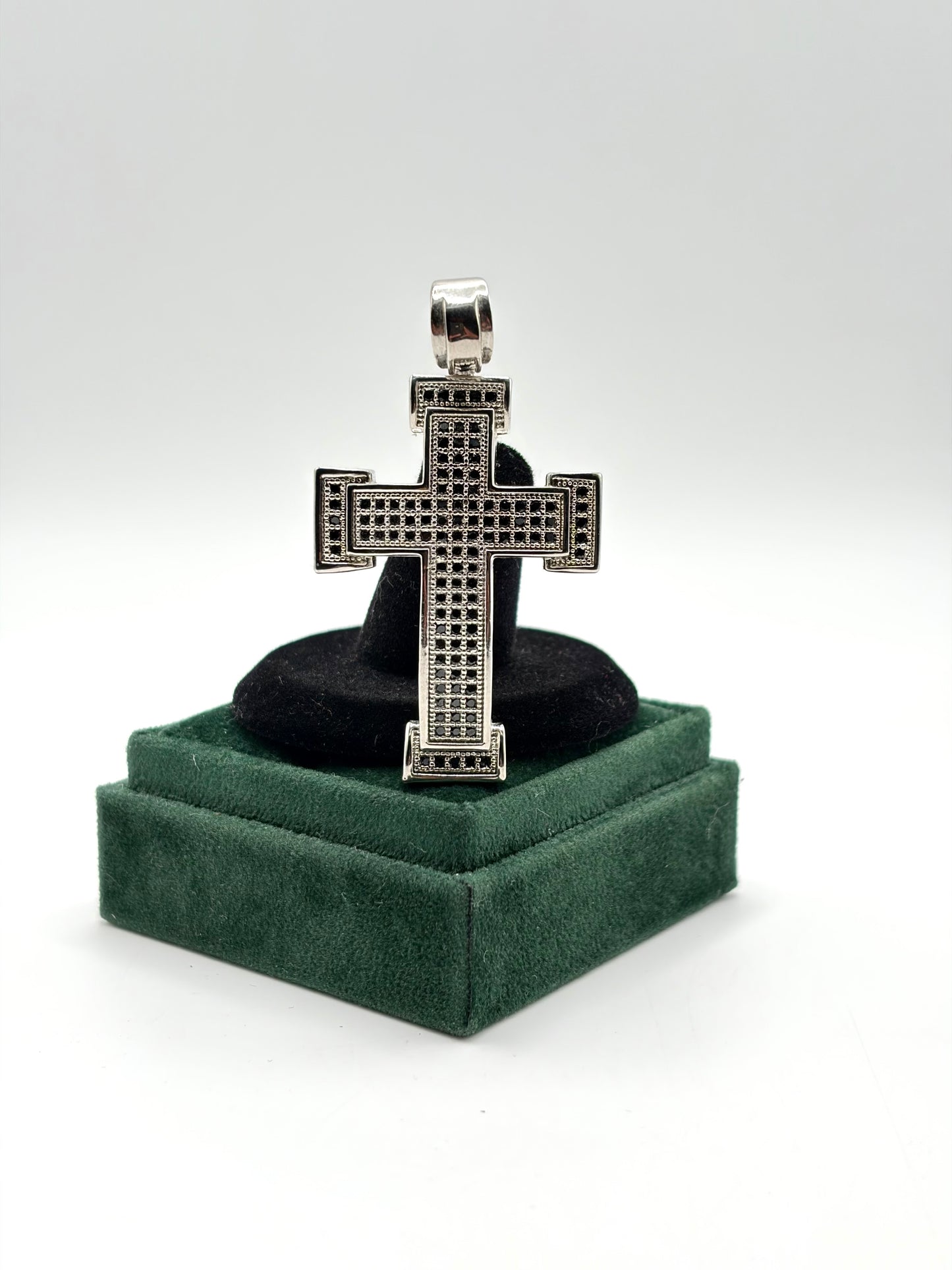 .925 Sterling Silver CZ squared Cross