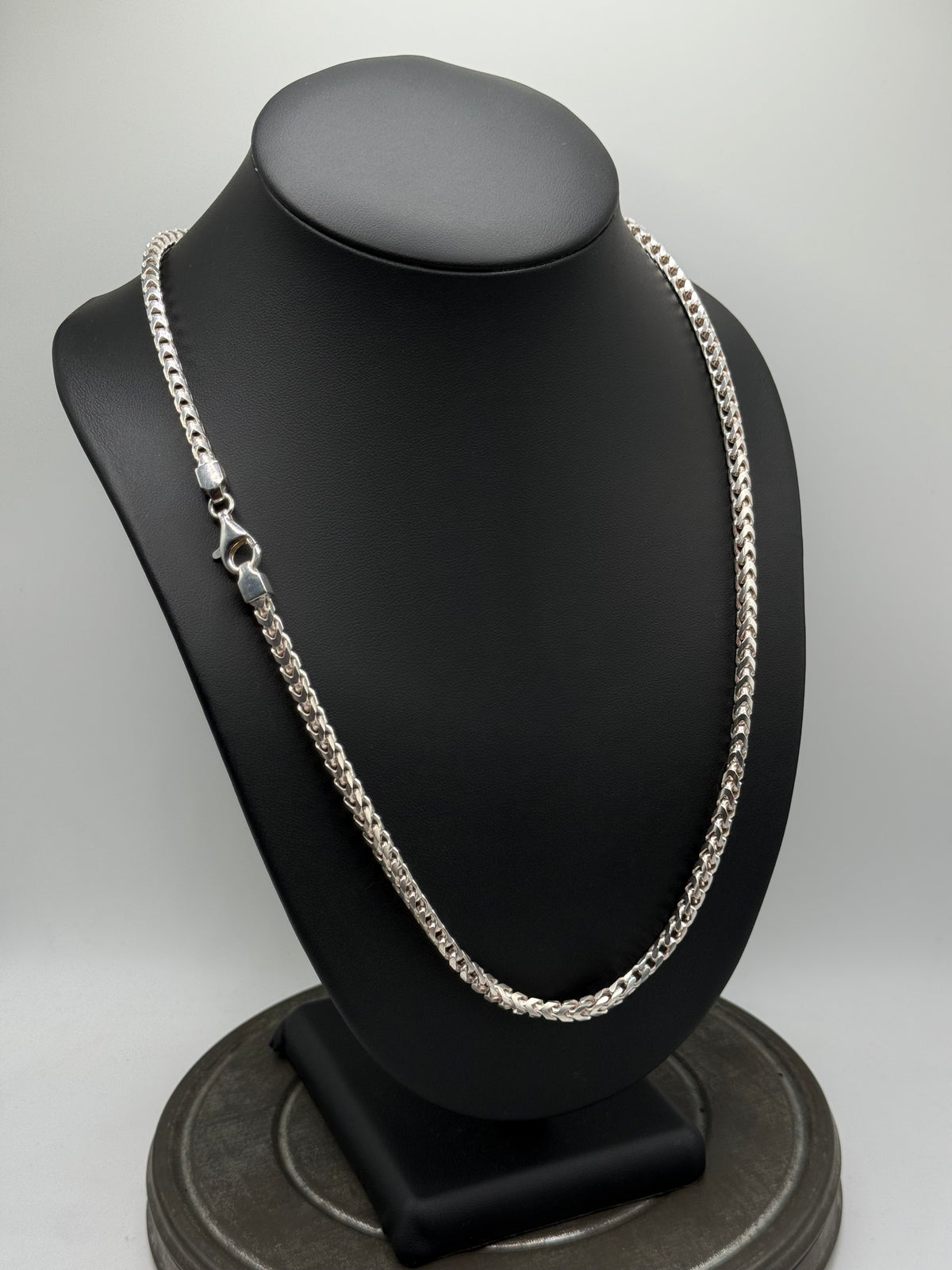 .925 Sterling Silver Franco Chain Necklace – Square Link Design 24”