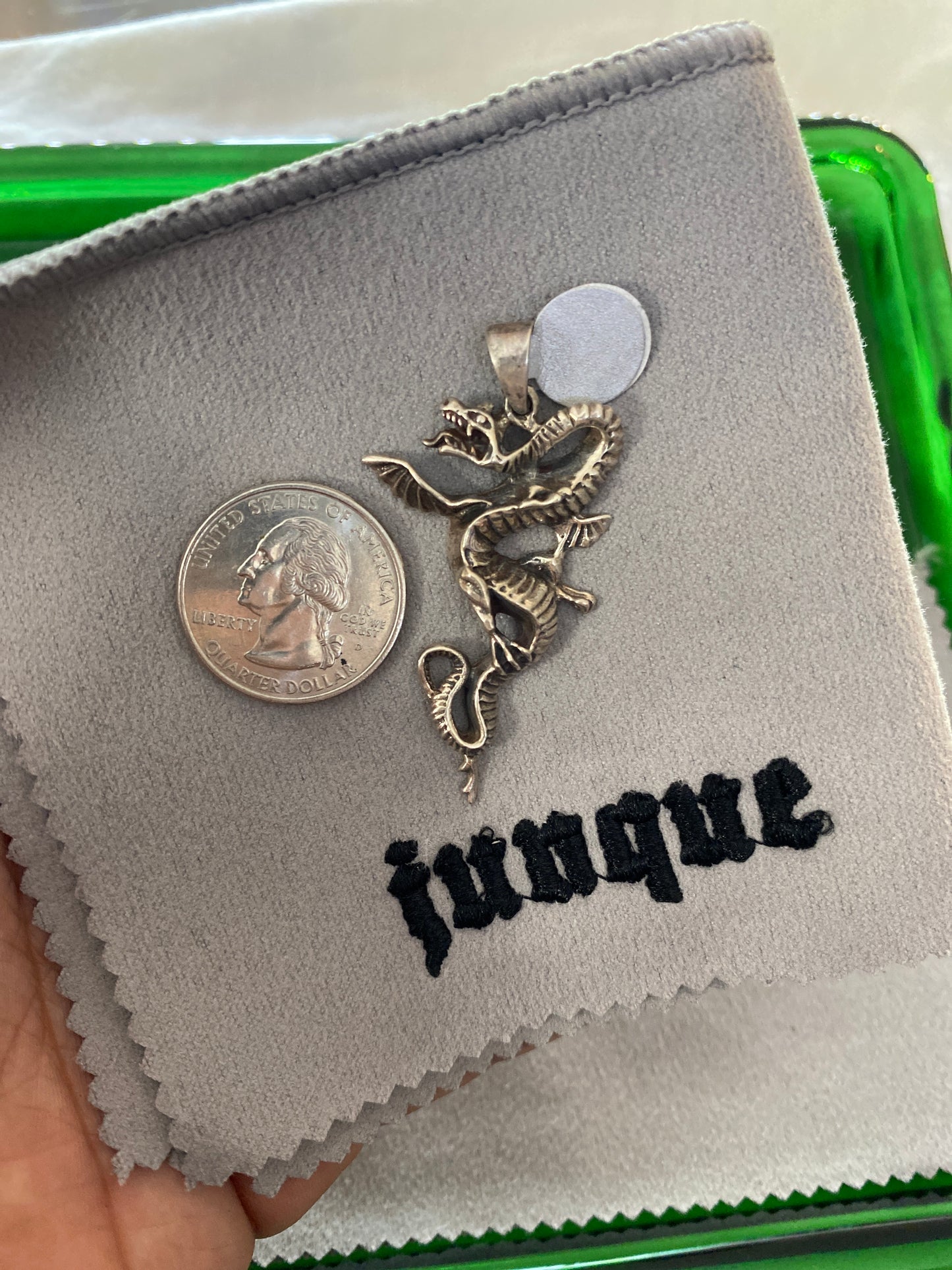 .925 Sterling Silver Flying Dragon Pendant