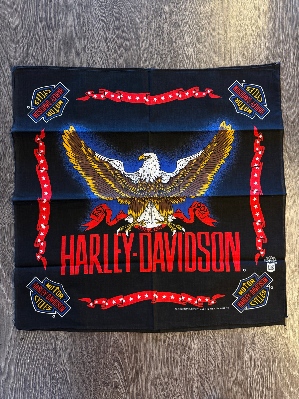 Vintage Harley-Davidson Est. 1903 American Eagle Made in USA Bandana NOS