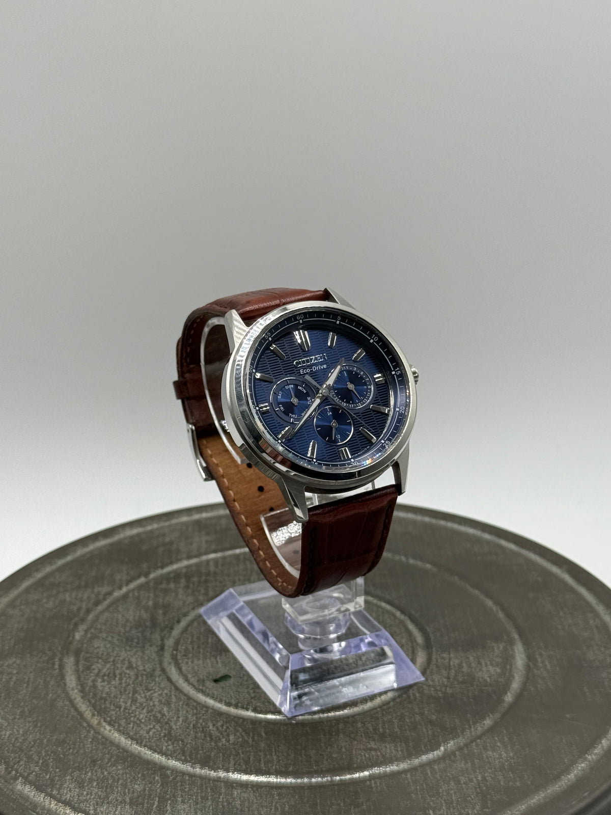 Citizen eco drive chronograph watch with leather strap