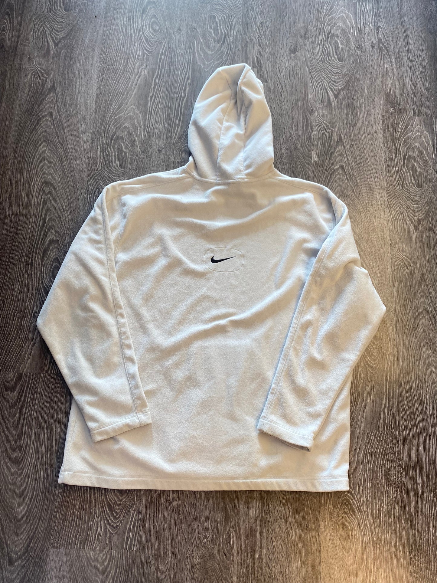 Vintage Y2K Nike Center Swoosh Hoodie Light Grey Size XL