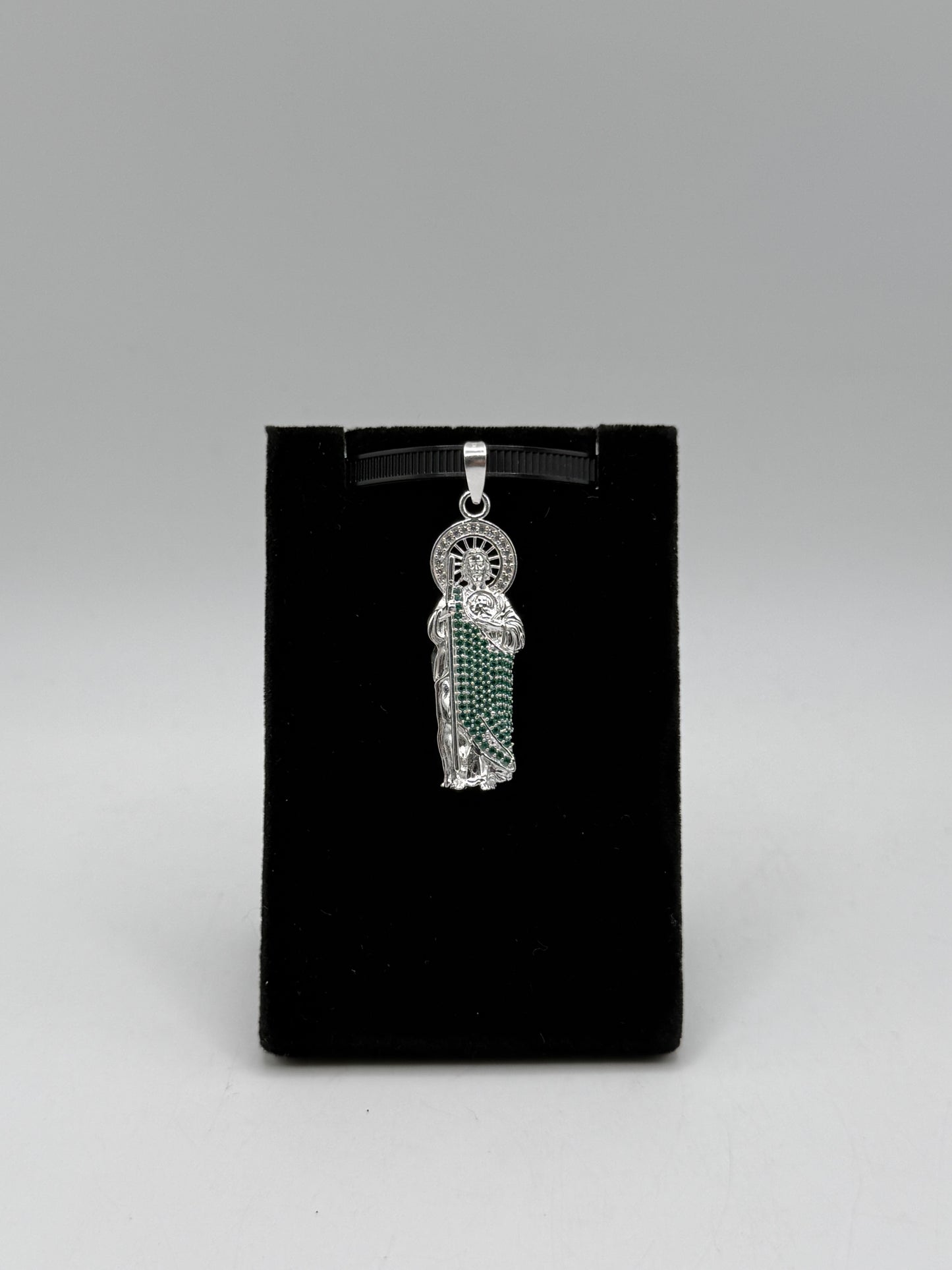 .925 Sterling Silver large San Judas pendant 1.85”