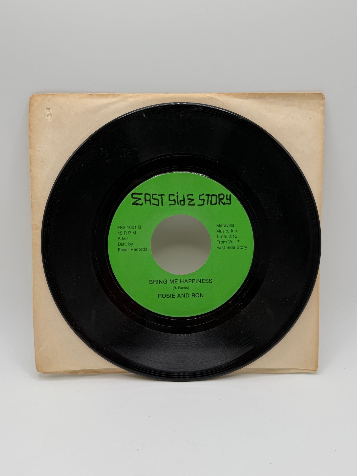 Rosie & Ron – Bring Me Happiness 45 RPM Vinyl Record (East Side Story Records)