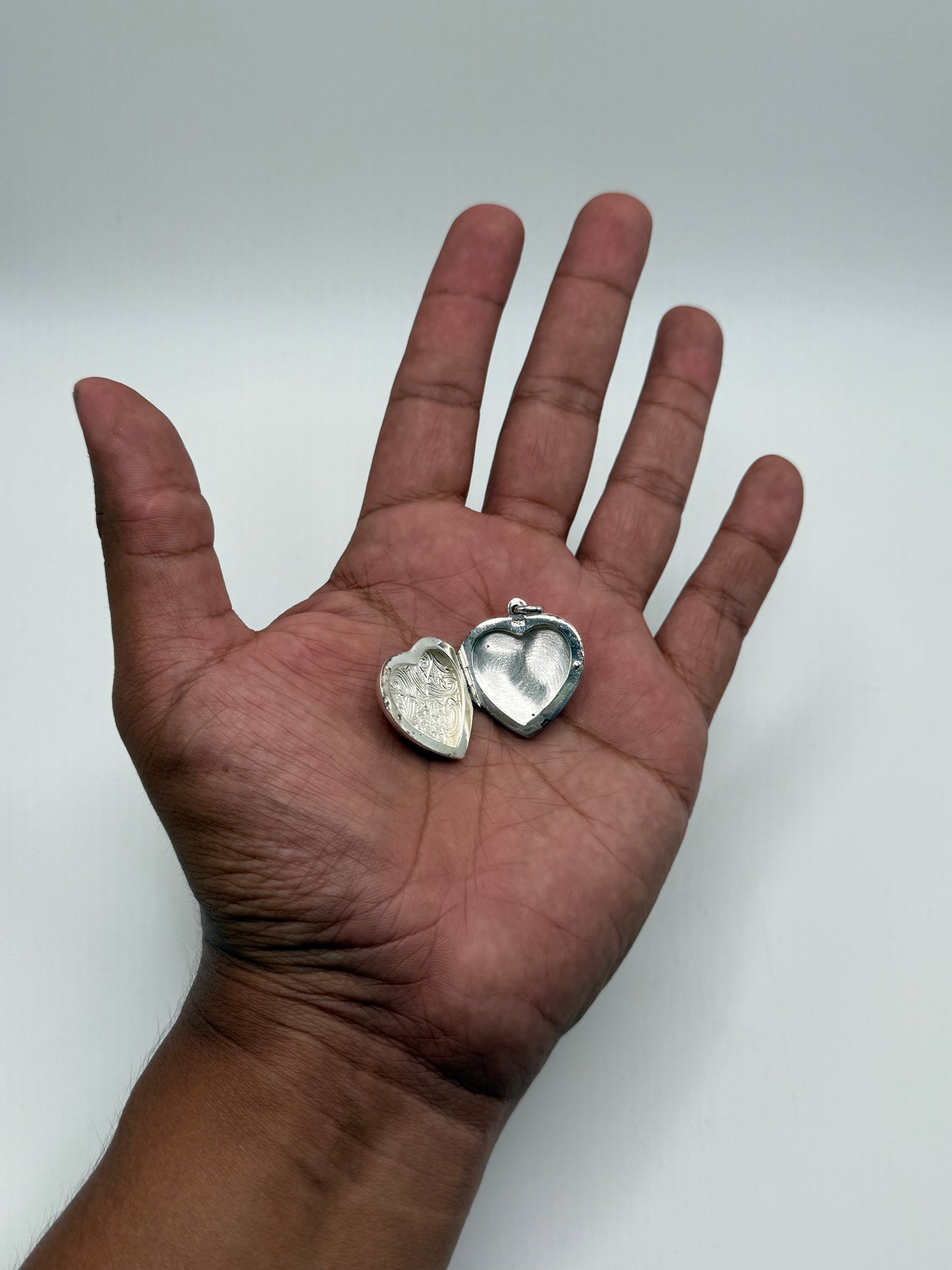 .925 Sterling Silver Engraved large Heart Locket Pendant
