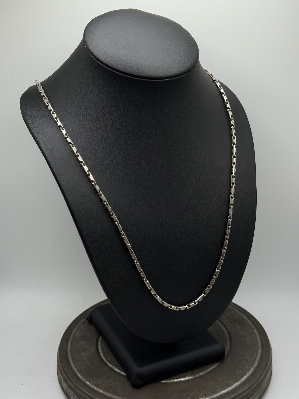 .925 Sterling Silver Solid Rectangular Link Chain Necklace – Modern 28”