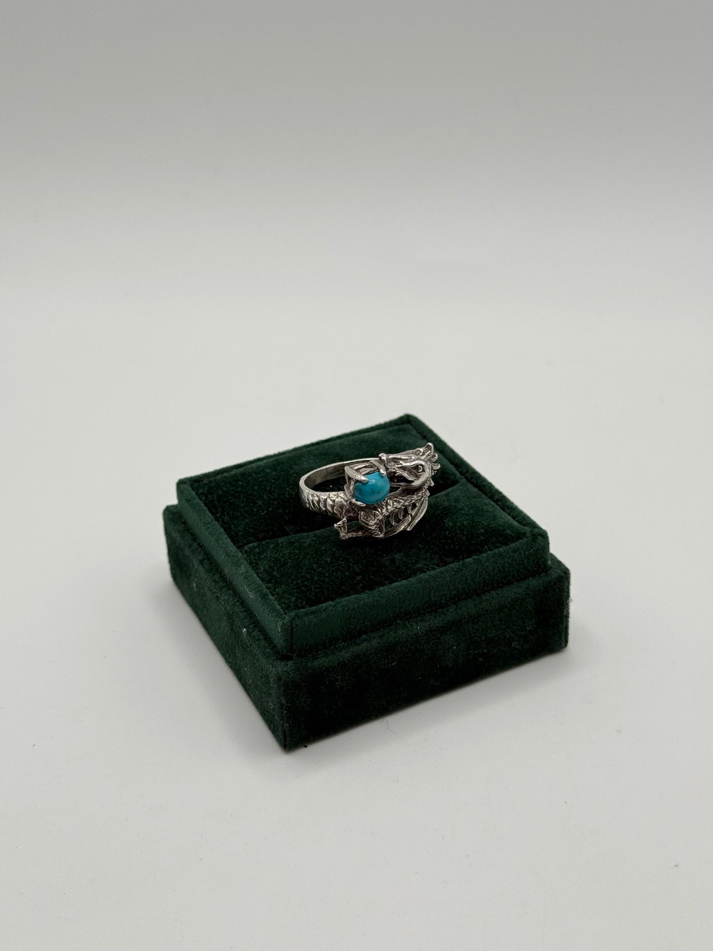 .925 Sterling Silver Turquoise Dragon Wrap Ring sz 11