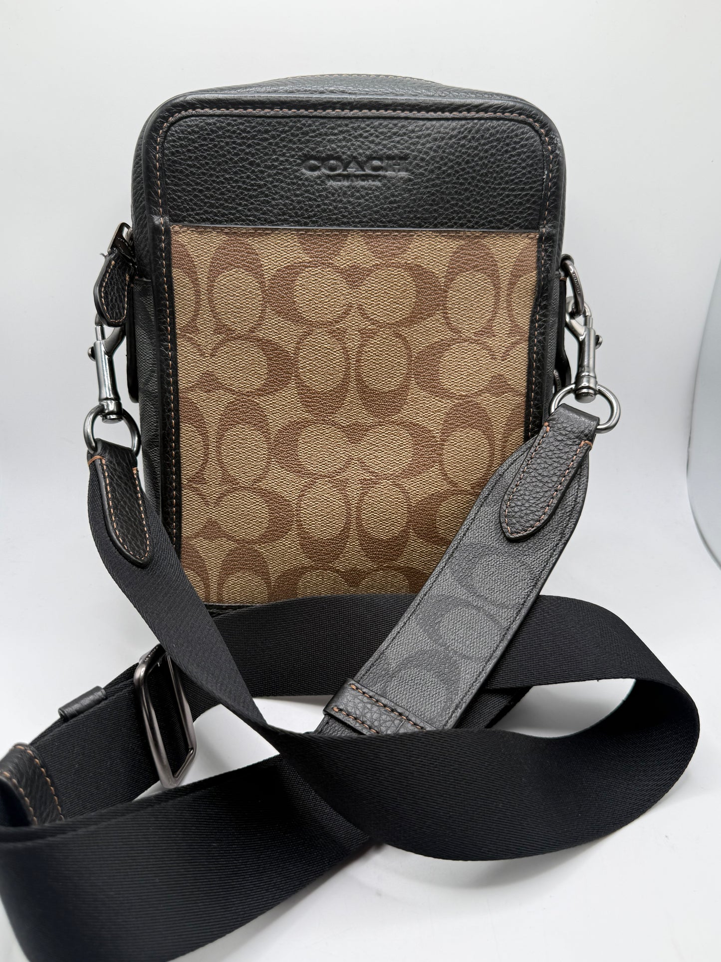 COACH Sullivan Crossbody Signature Monogram Canvas & Leather Tan & Black