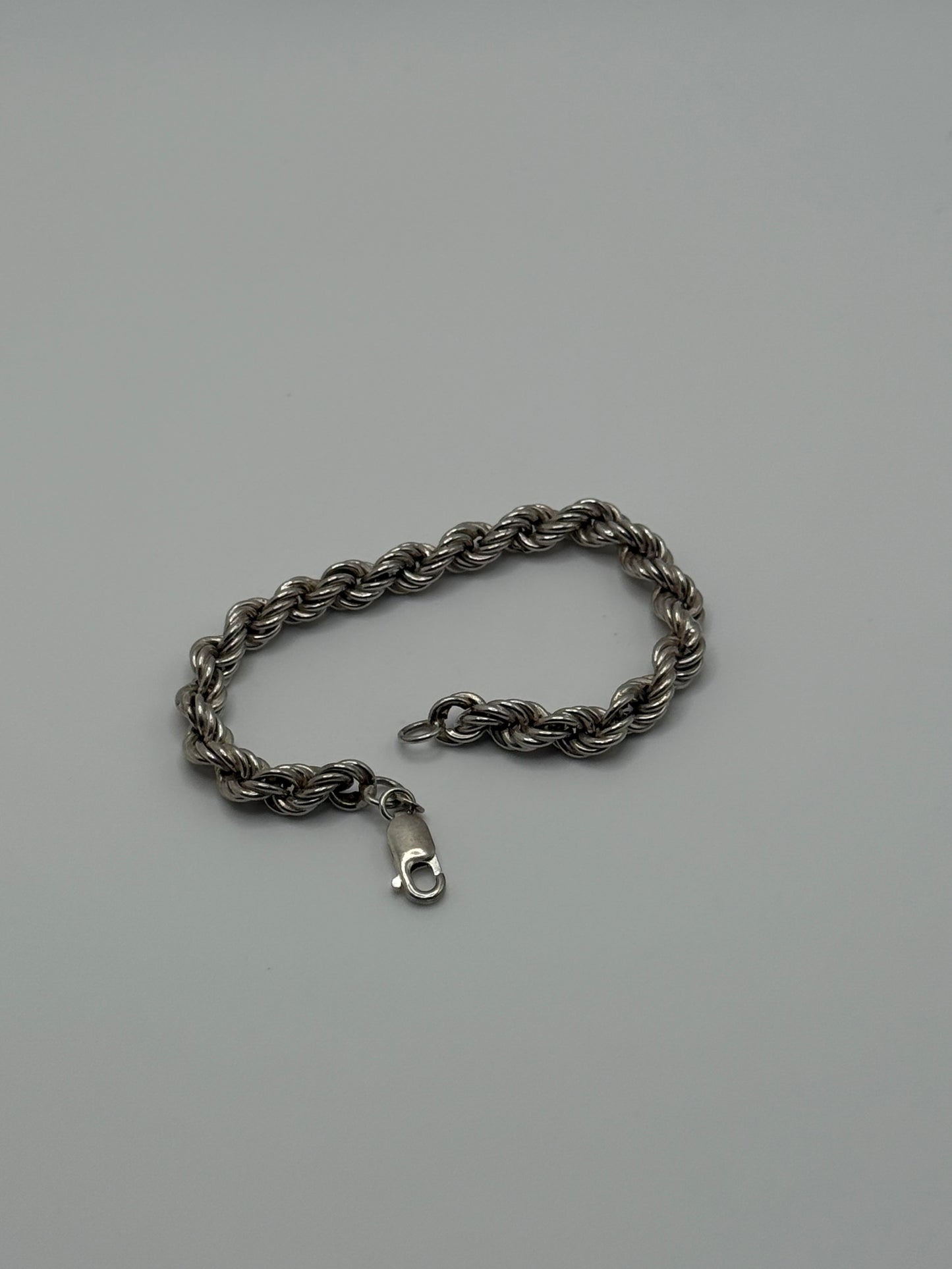 .925 Sterling Silver Twisted Rope Link Bracelet 7.5