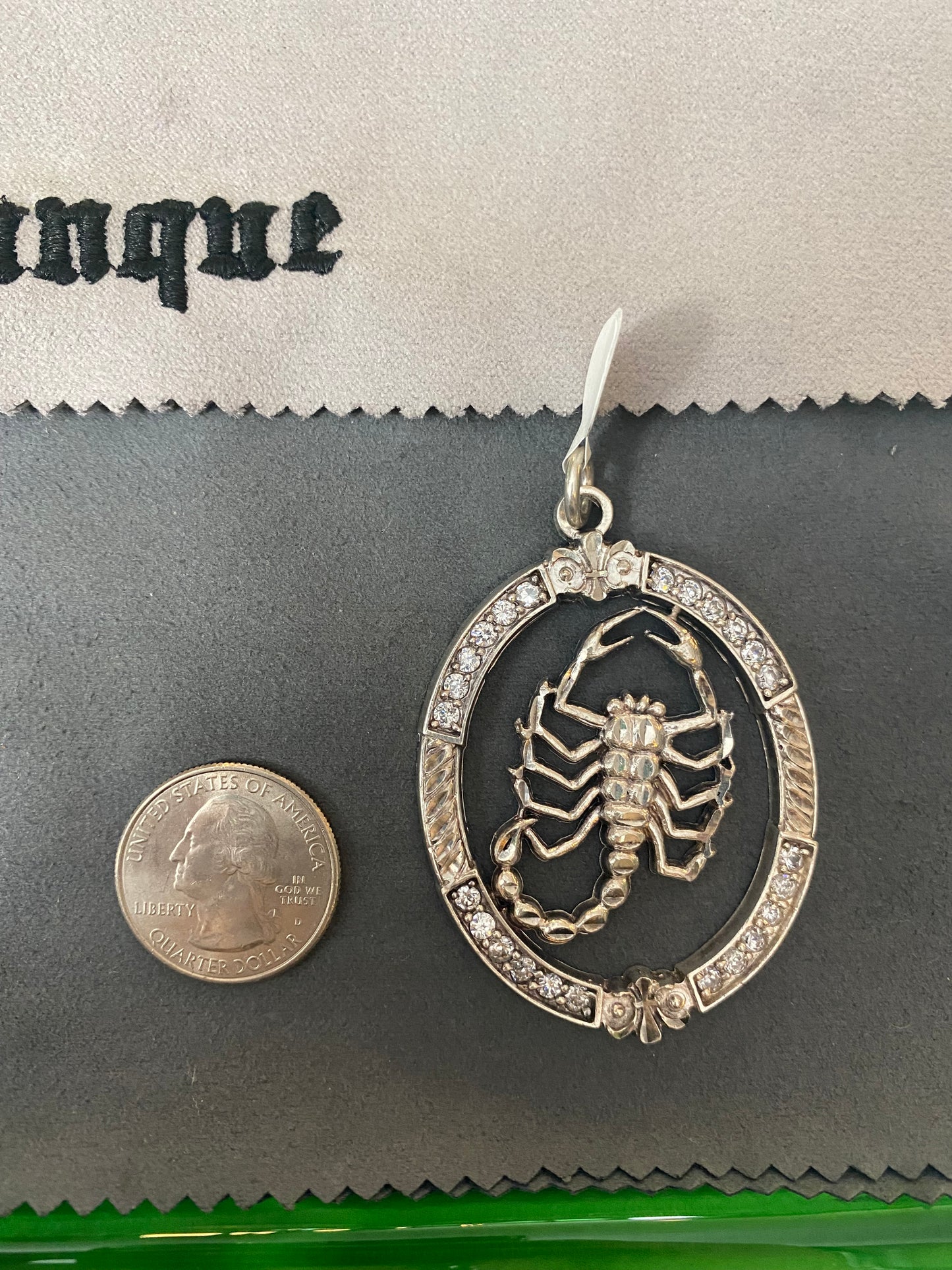 .925 Sterling Silver Scorpio Scorpion Diamond Style Pendant