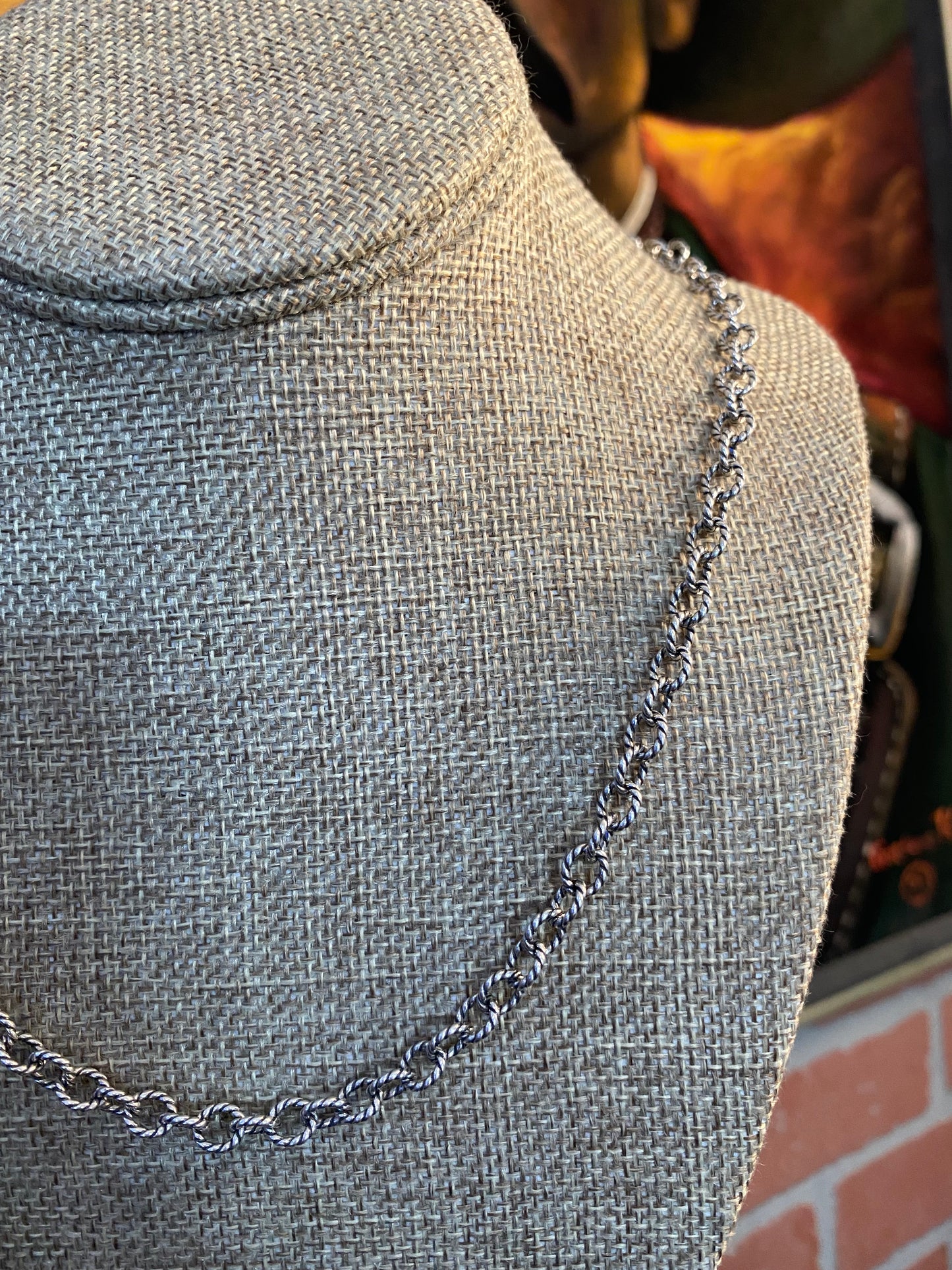 .925 Sterling Silver Oval Link Chain Necklace 20”