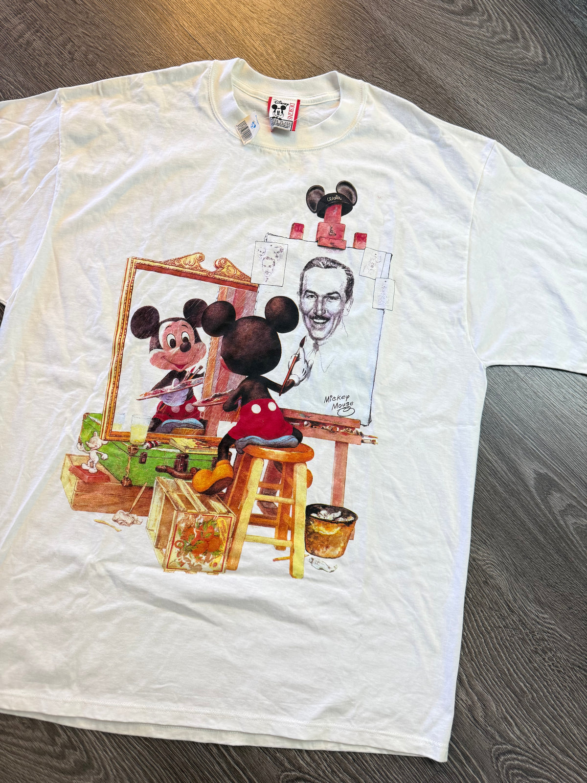 Vintage Mickie Mouse Walt Disney Norman Rockwell Self Portrait Shirt NOS