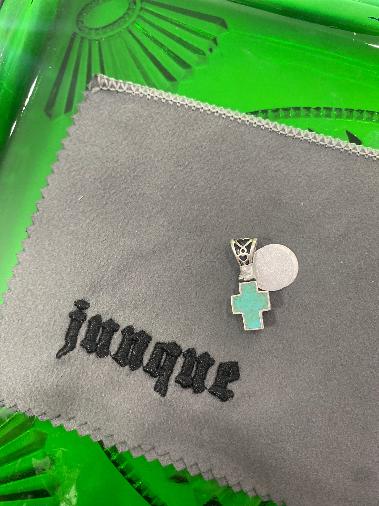 .925 Sterling Turquoise Cross Charm Pen