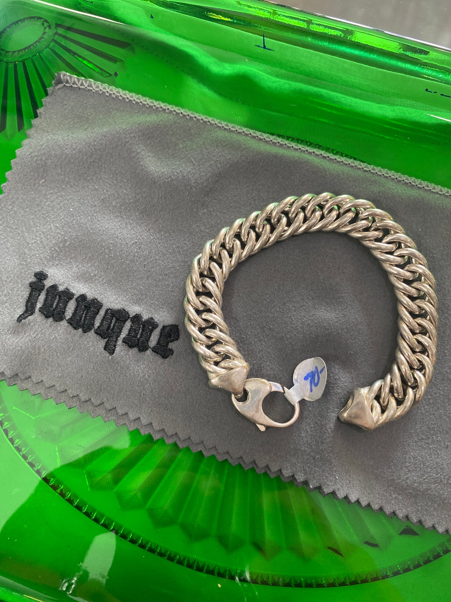 .925 Sterling Silver Rope Two Side Yellow Gold Bracelet 7.5”