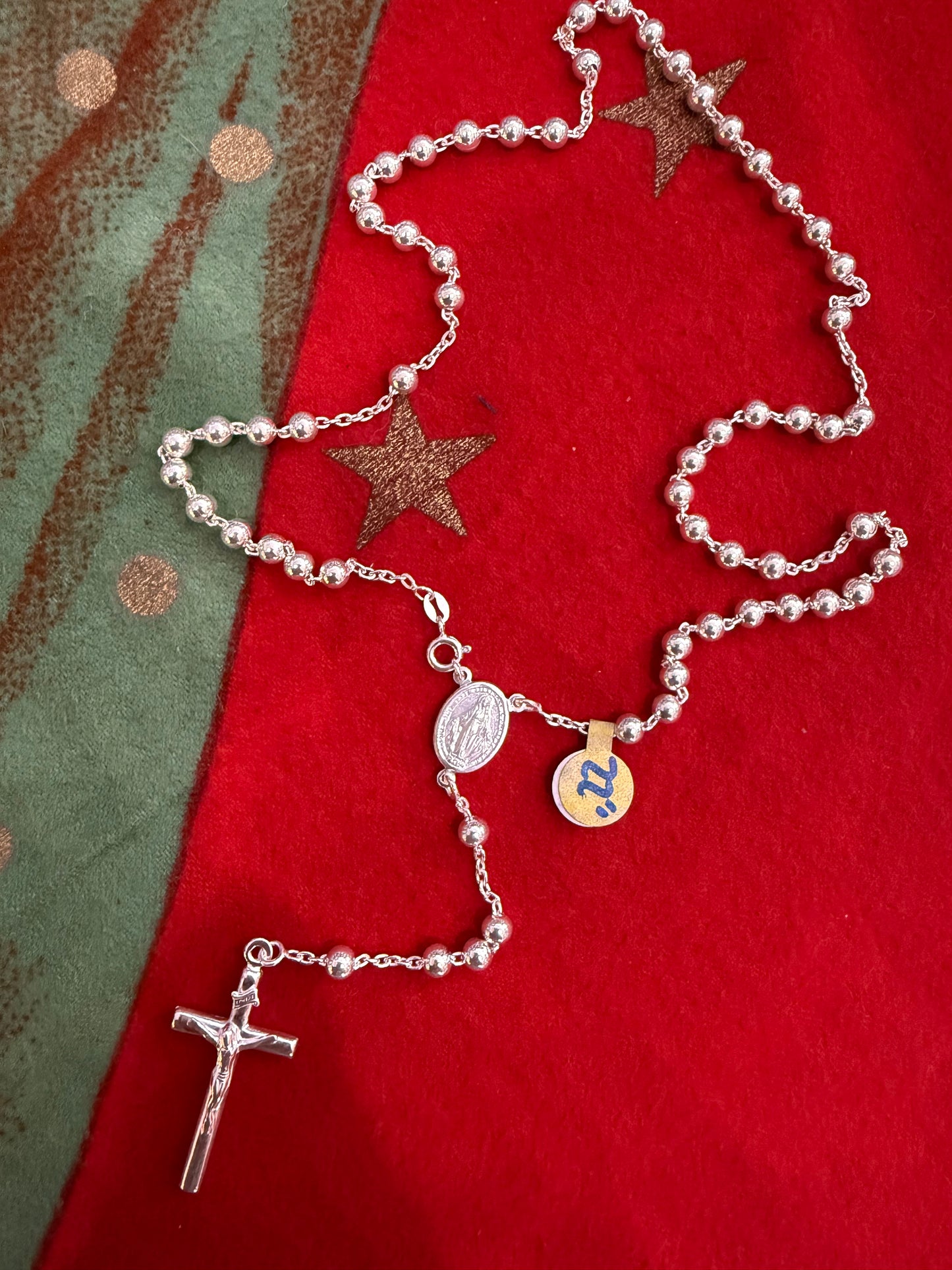 .925 Sterling silver Rosario rosary 22”