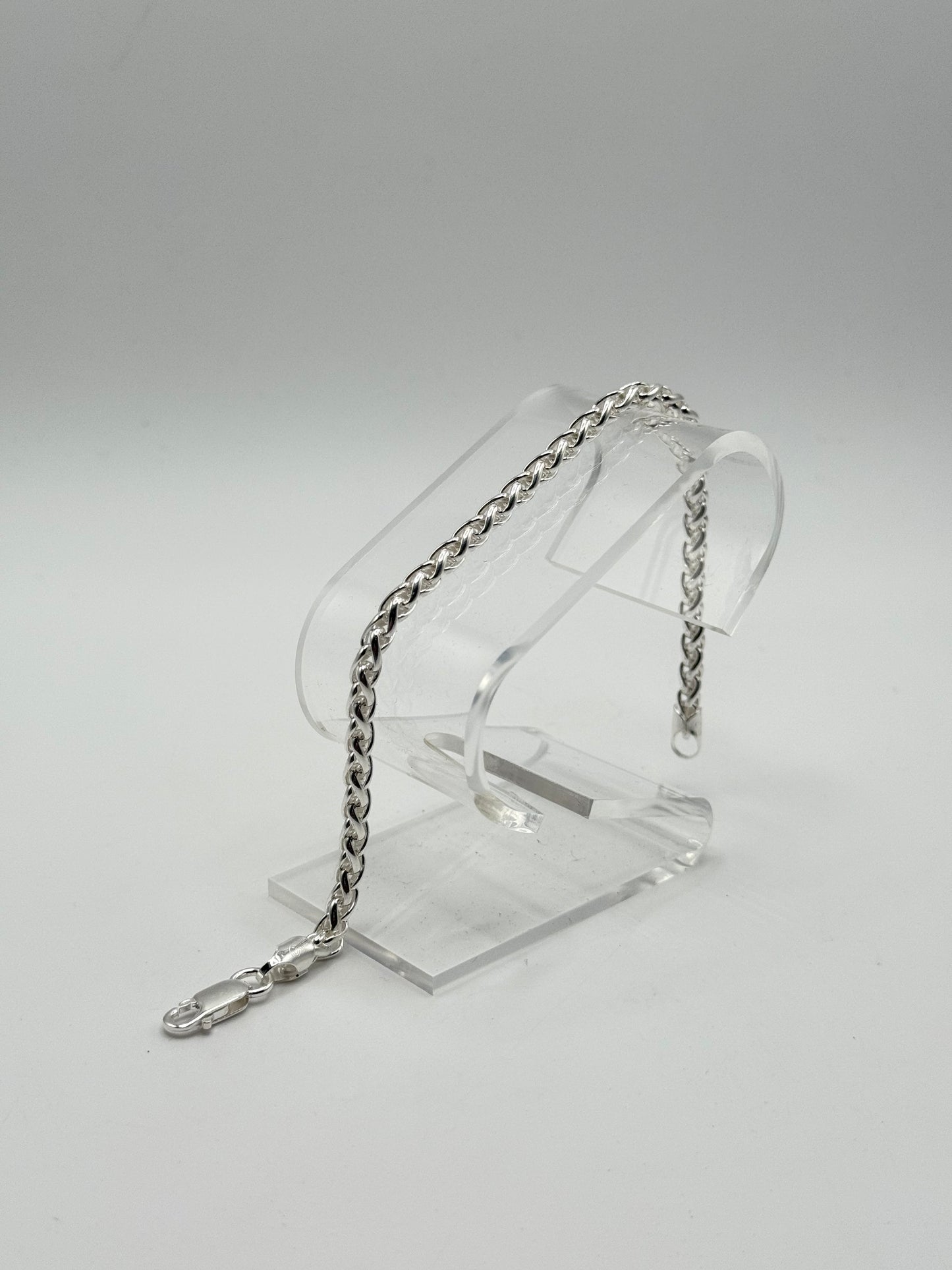 .925 Sterling Silver Flat Curb Chain Bracelet Sz. 8in