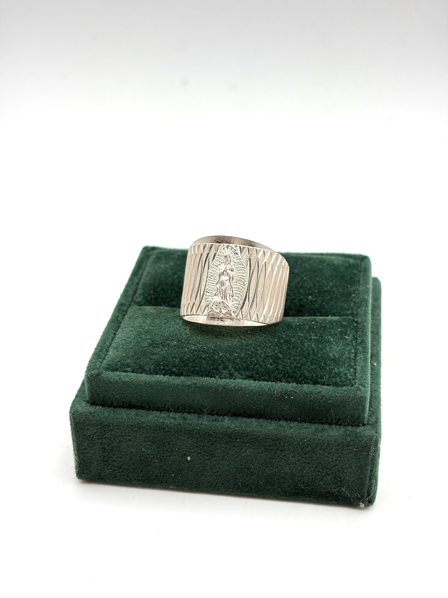 .925 Sterling Silver Our Lady of Guadalupe Wide Band Size 10