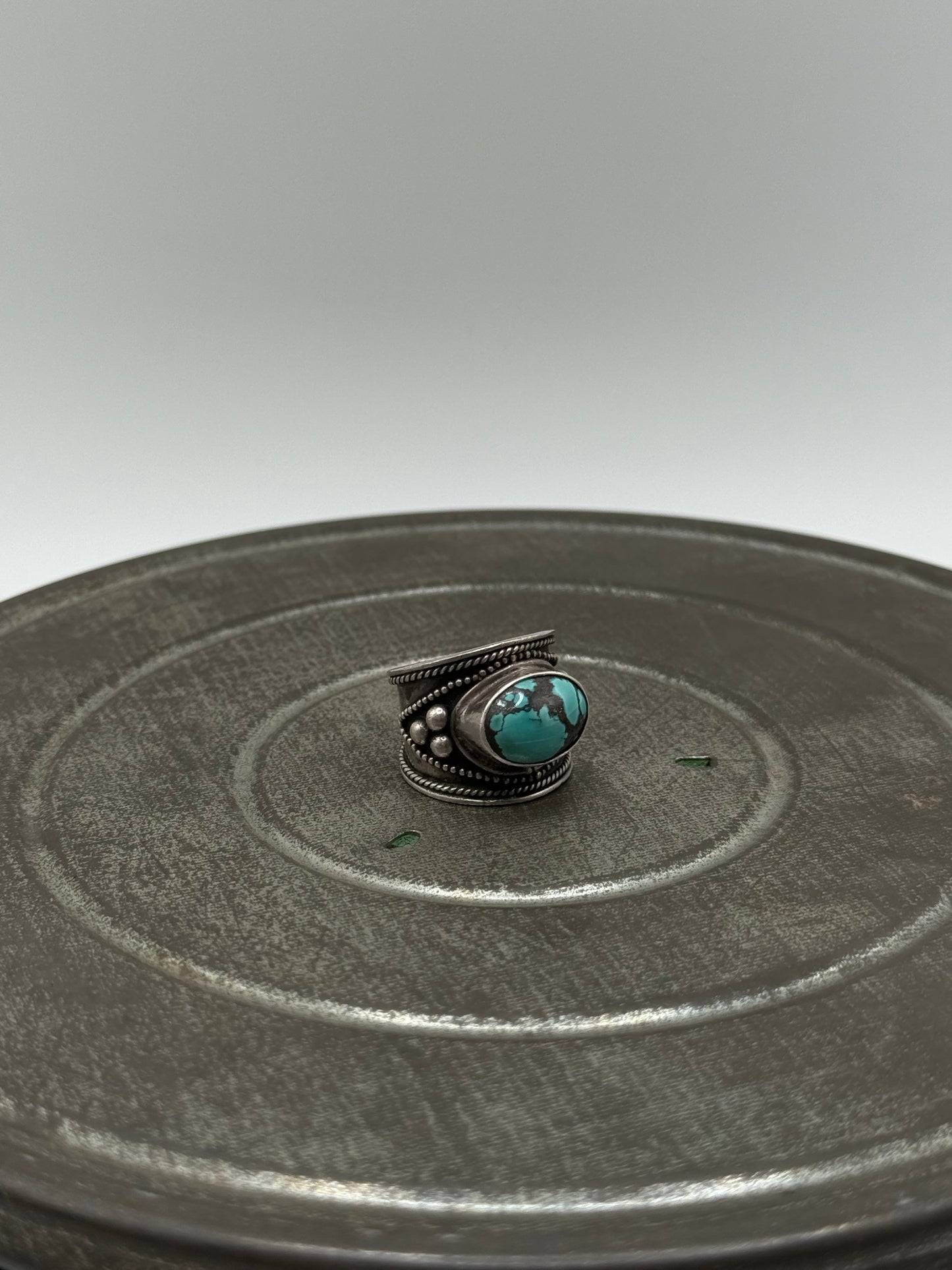 .925 Sterling Silver Western Turquoise Ring Sz. 6