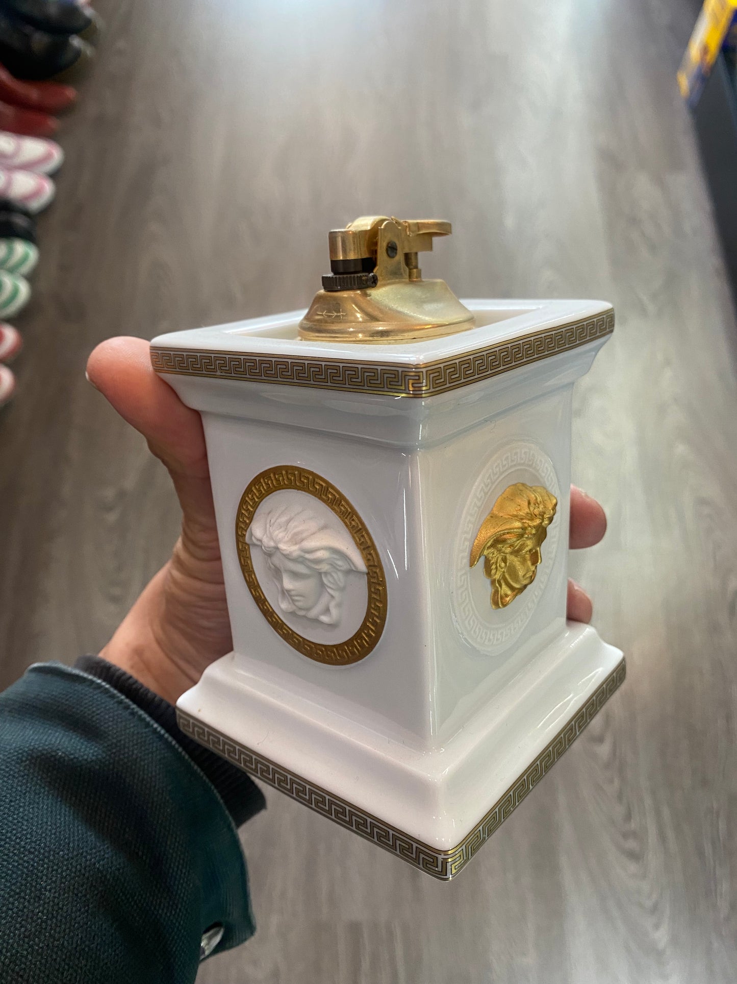 Versace Clock & Lighter Set White
