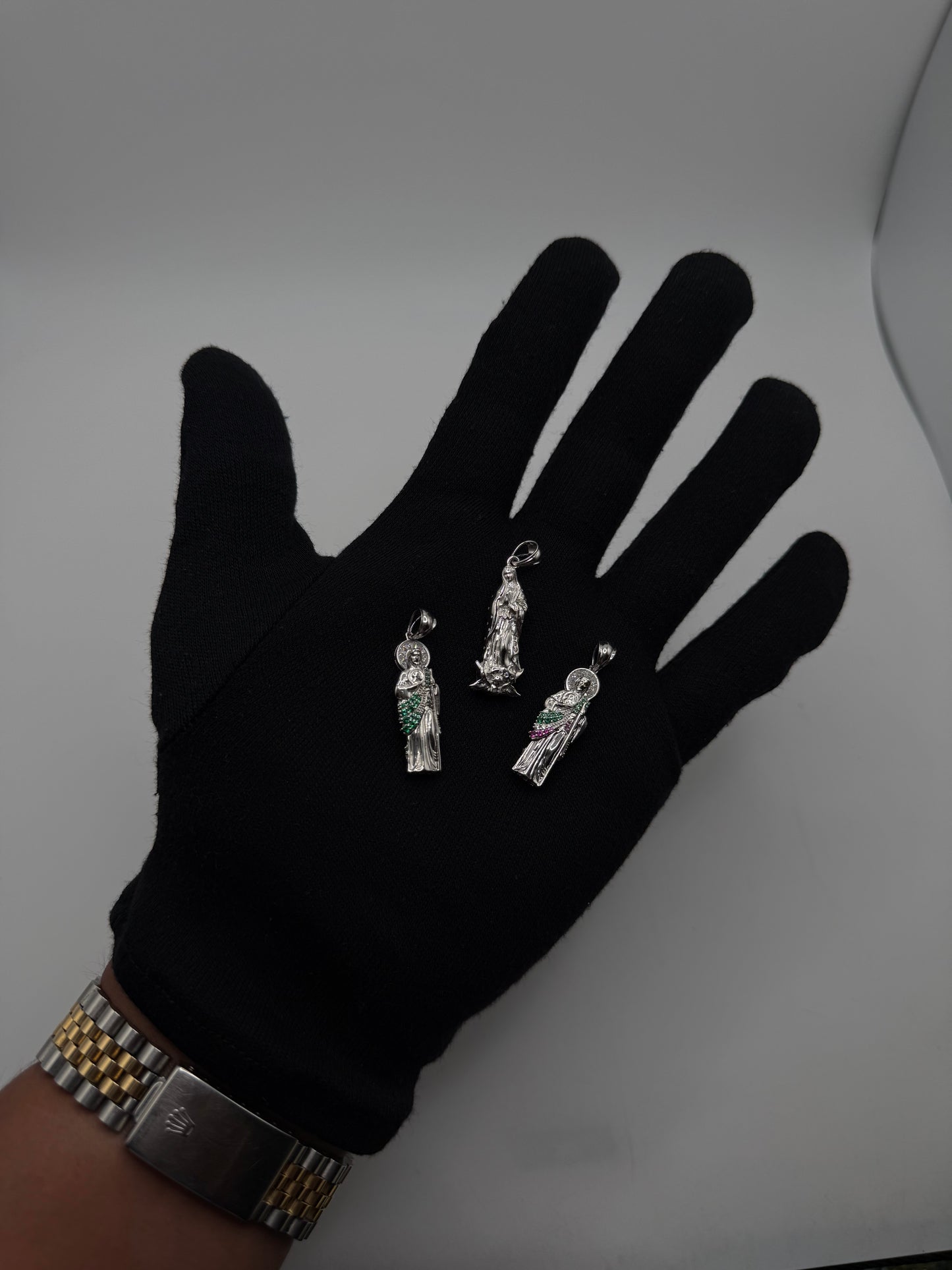 2x .925 Sterling Silver San Judas pendants