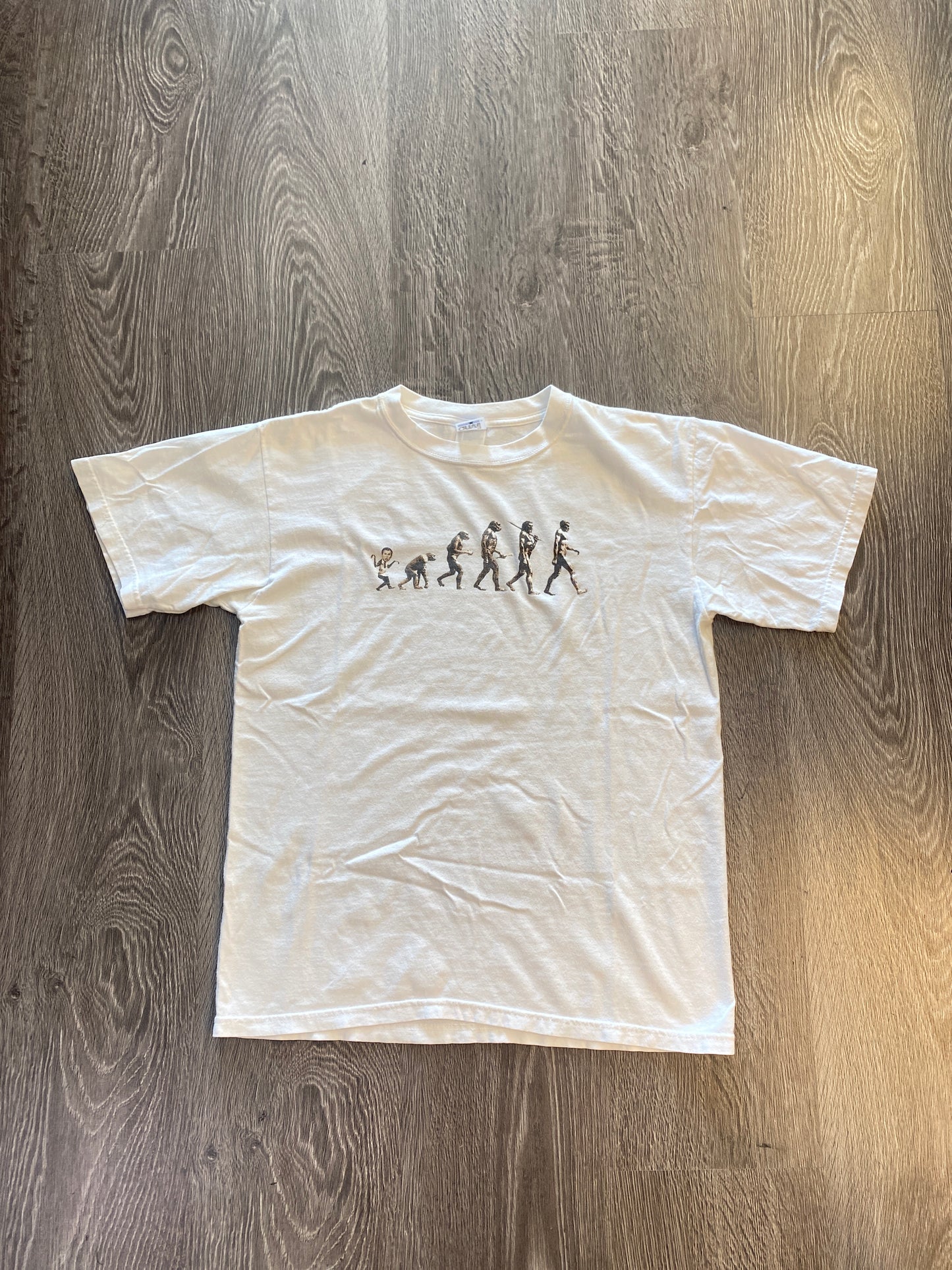 Vintage Y2K George W Bush Evolution Of Humanity T-Shirt White Sz Medium