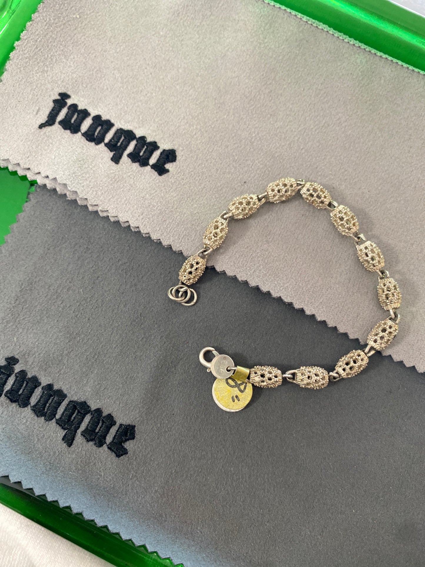 .925 Sterling Silver Pineapple Link Bracelet Sz 8”