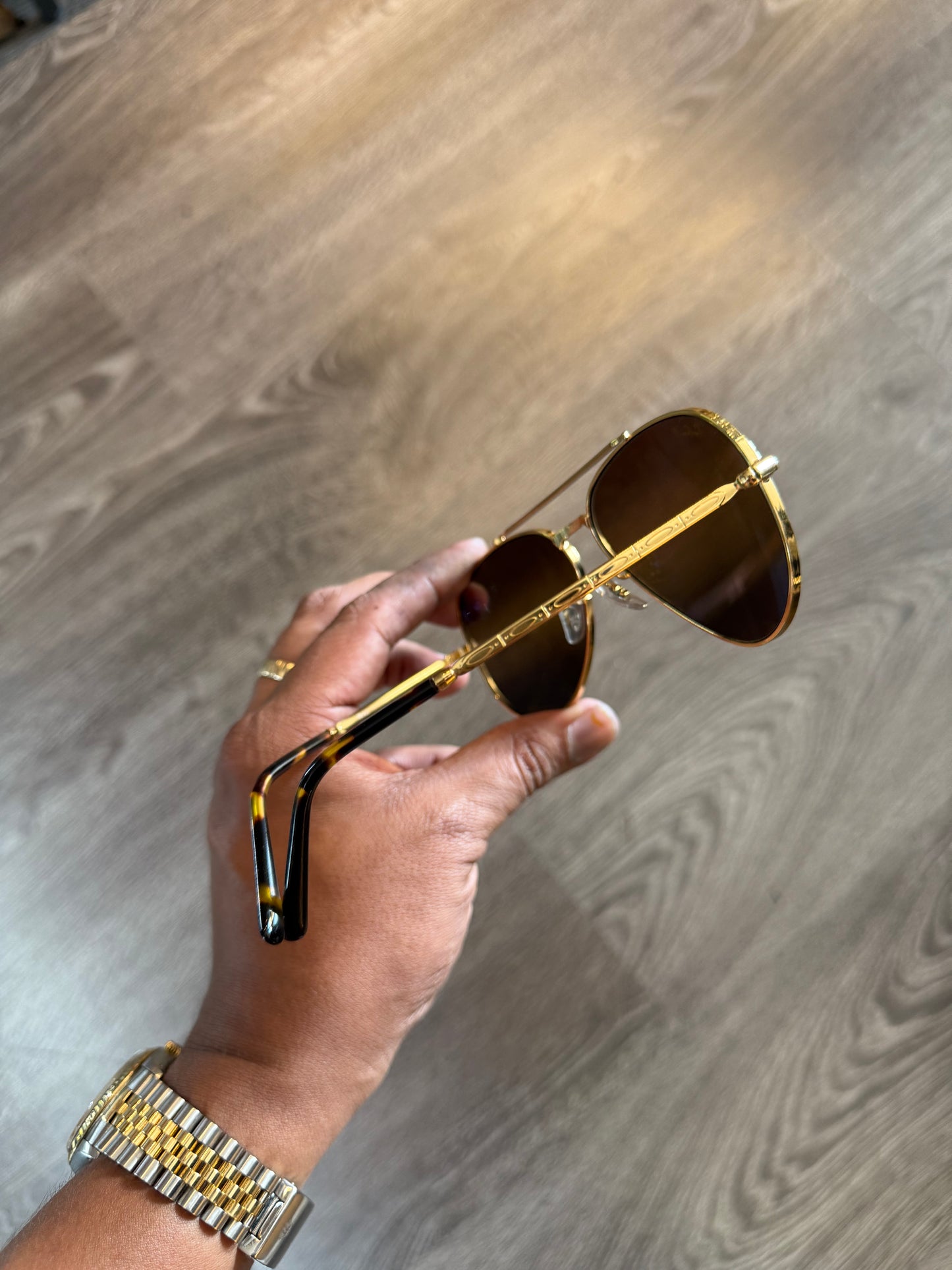 Ray-ban new aviator gold sunglasses with case