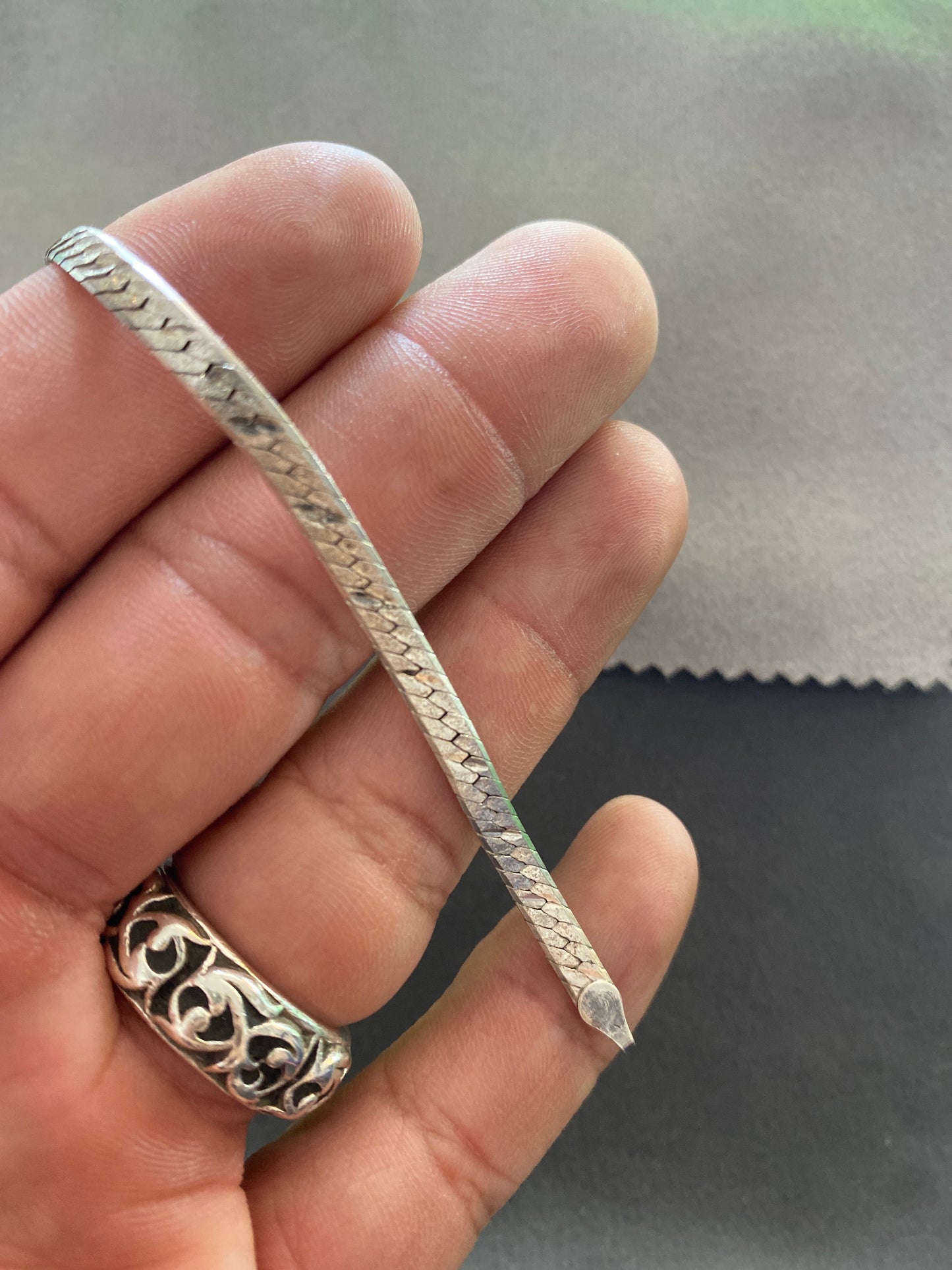 .925 Sterling Silver Mini Flat Twisted Bar Bracelet Sz 7”
