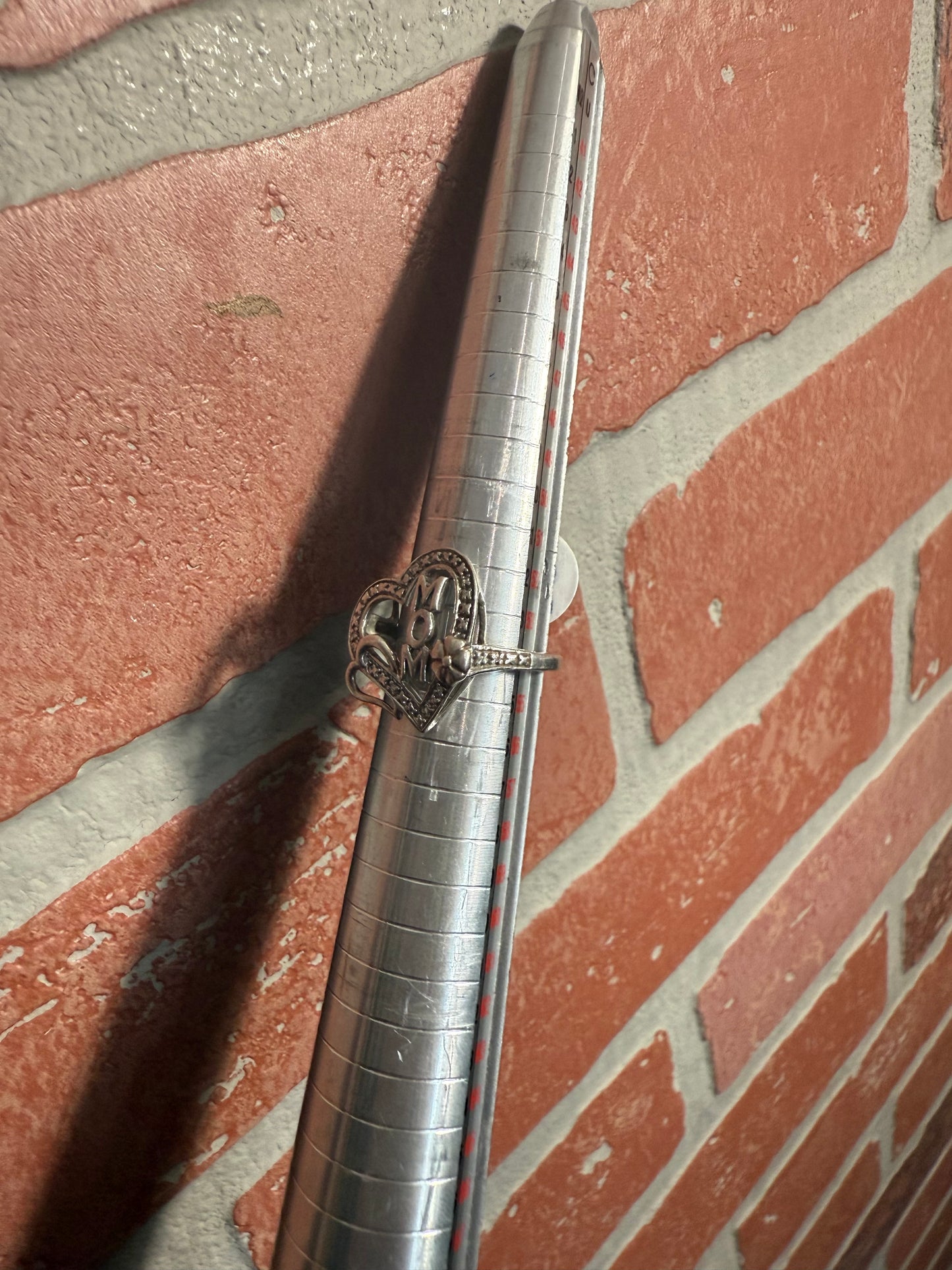 .925 Sterling silver mom heart ring 7”