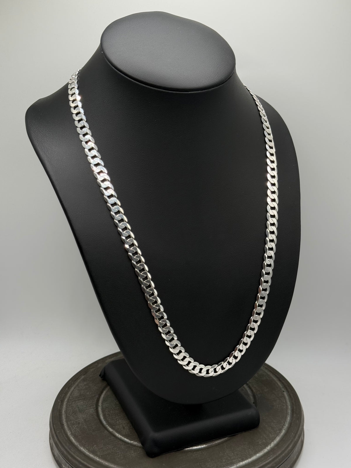.925 Sterling Silver Thick Cuban Link Chain Necklace – Bold Flat Link 24”