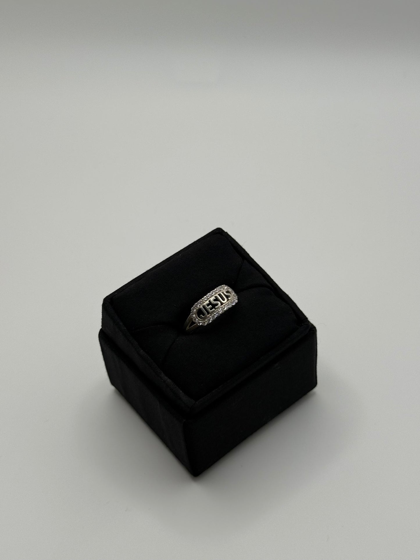 .925 Sterling Silver Jesus CZ Religious Ring Sz 11.5