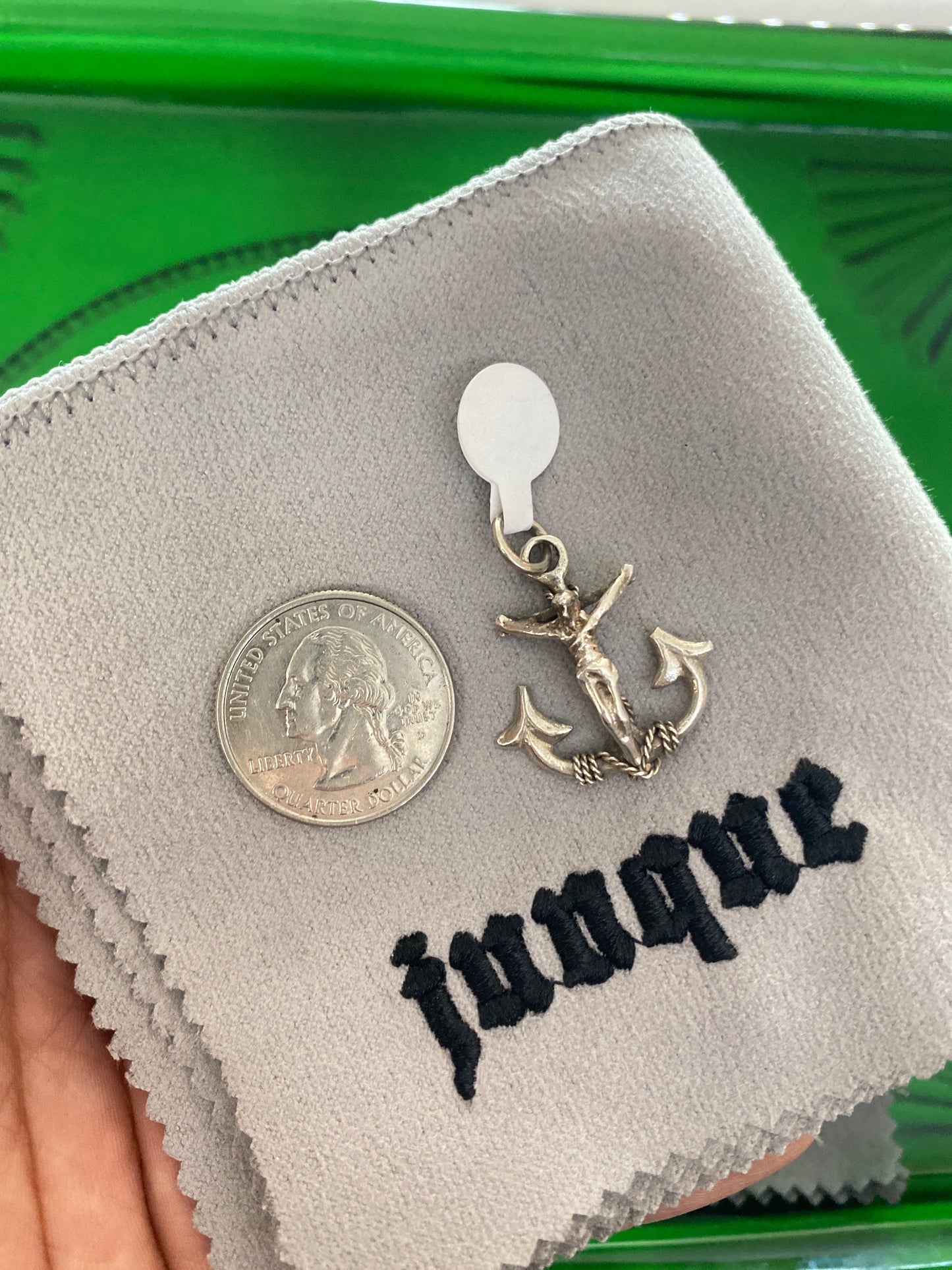 .925 Sterling Silver Small Jesus Anchor Pendant