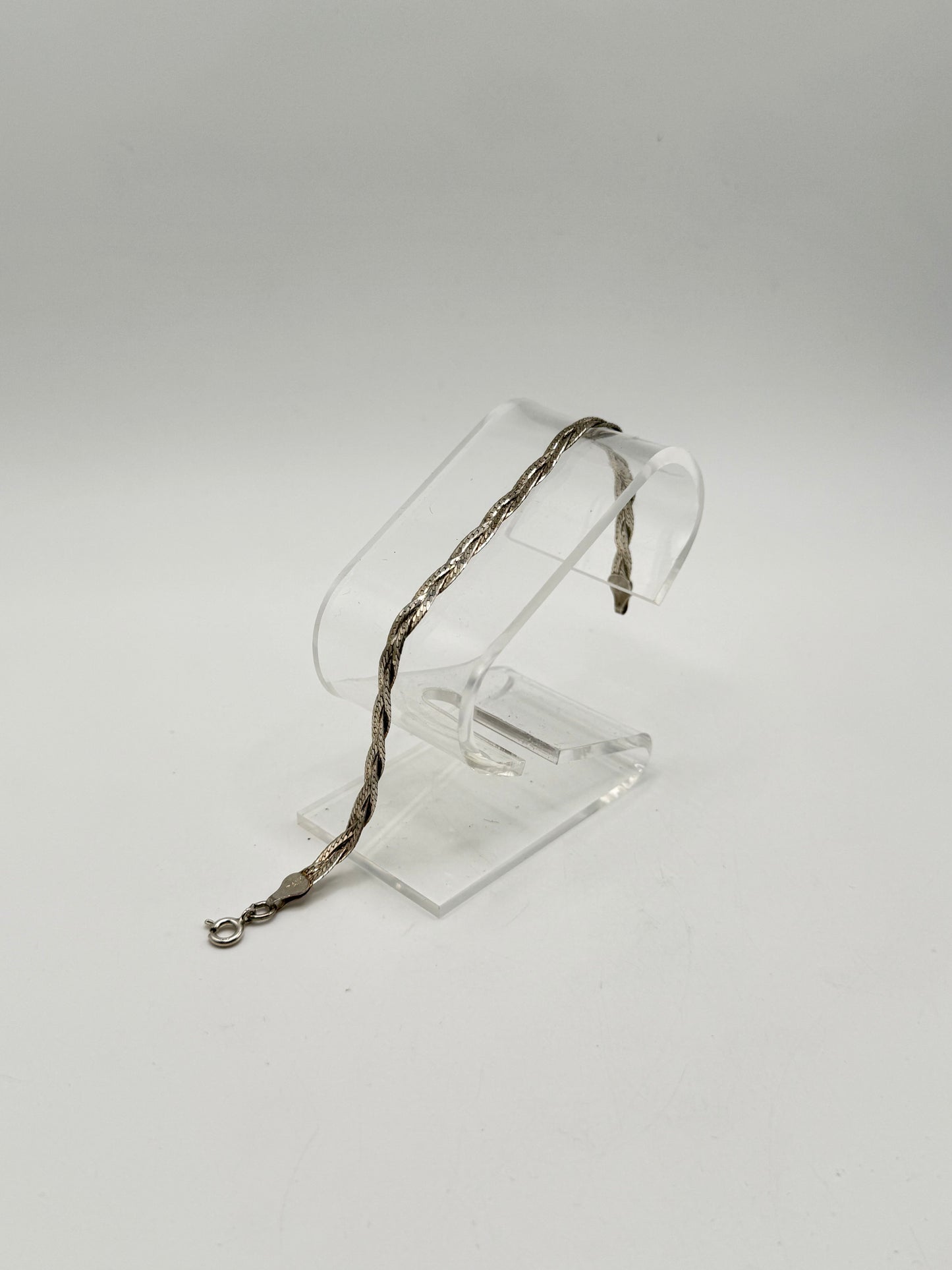 .925 Sterling Silver Twisted Herringbone Bracelet 7in
