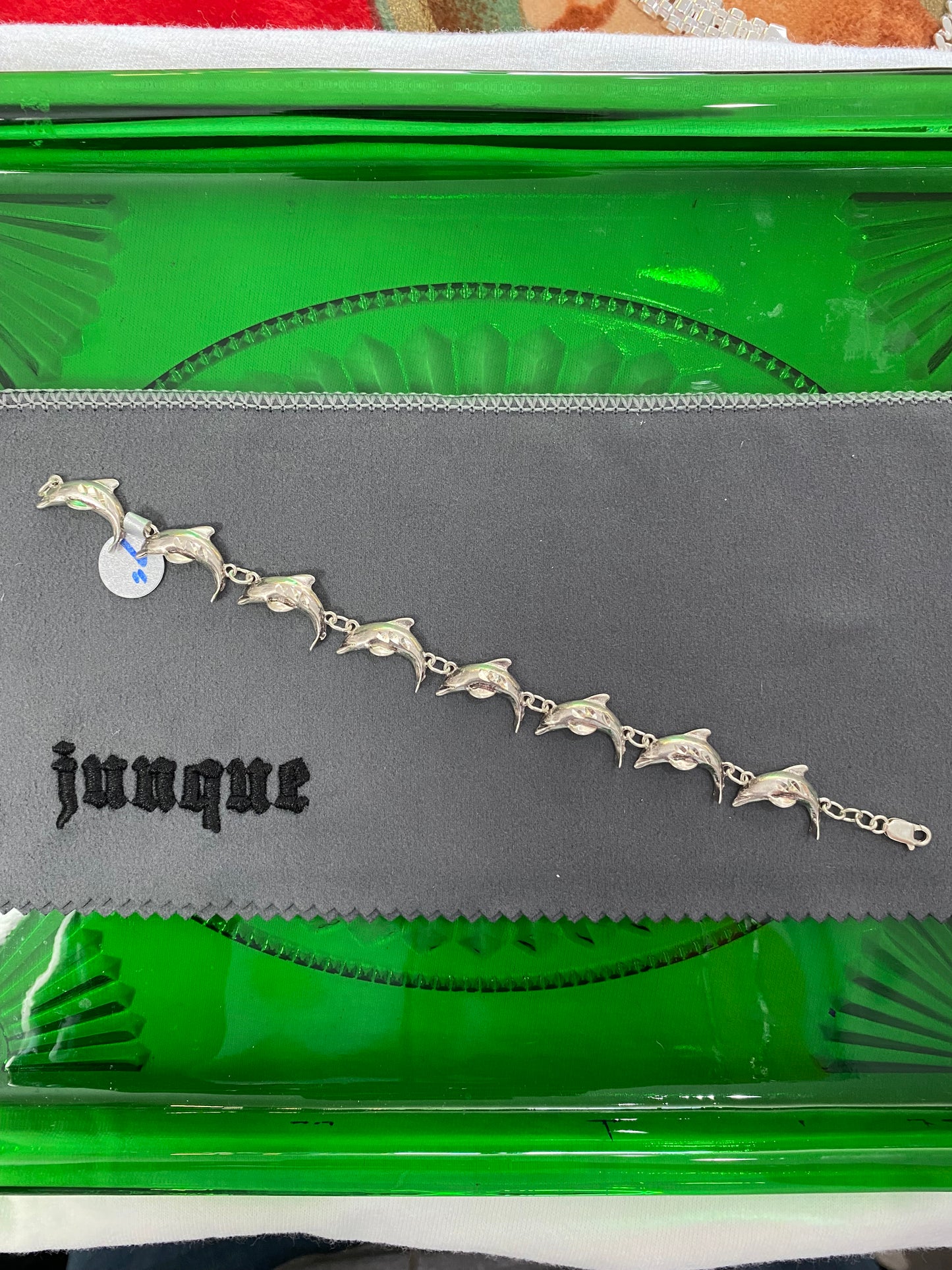 .925 Sterling Silver Dolphin Link Bracelet 7”