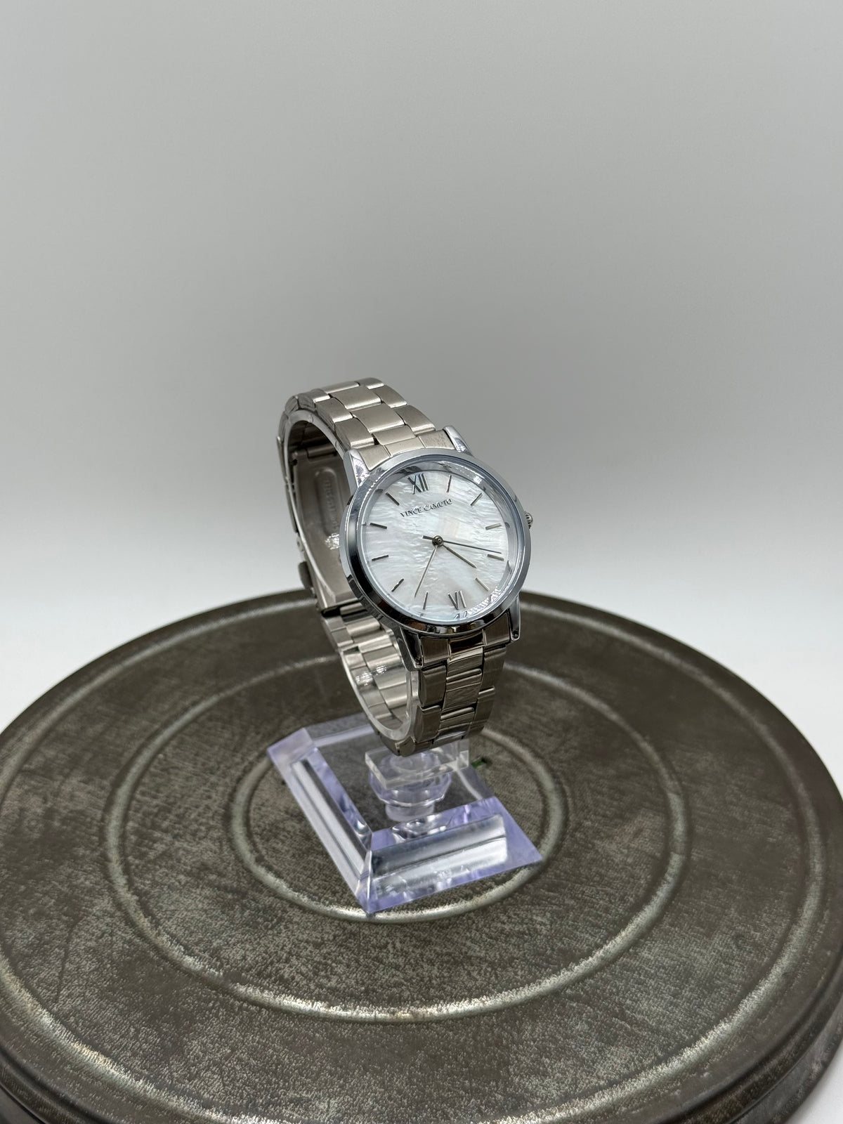 Vince Camuto Silver Tone ladies Watch with Mother of Pearl Dial & Bracelet