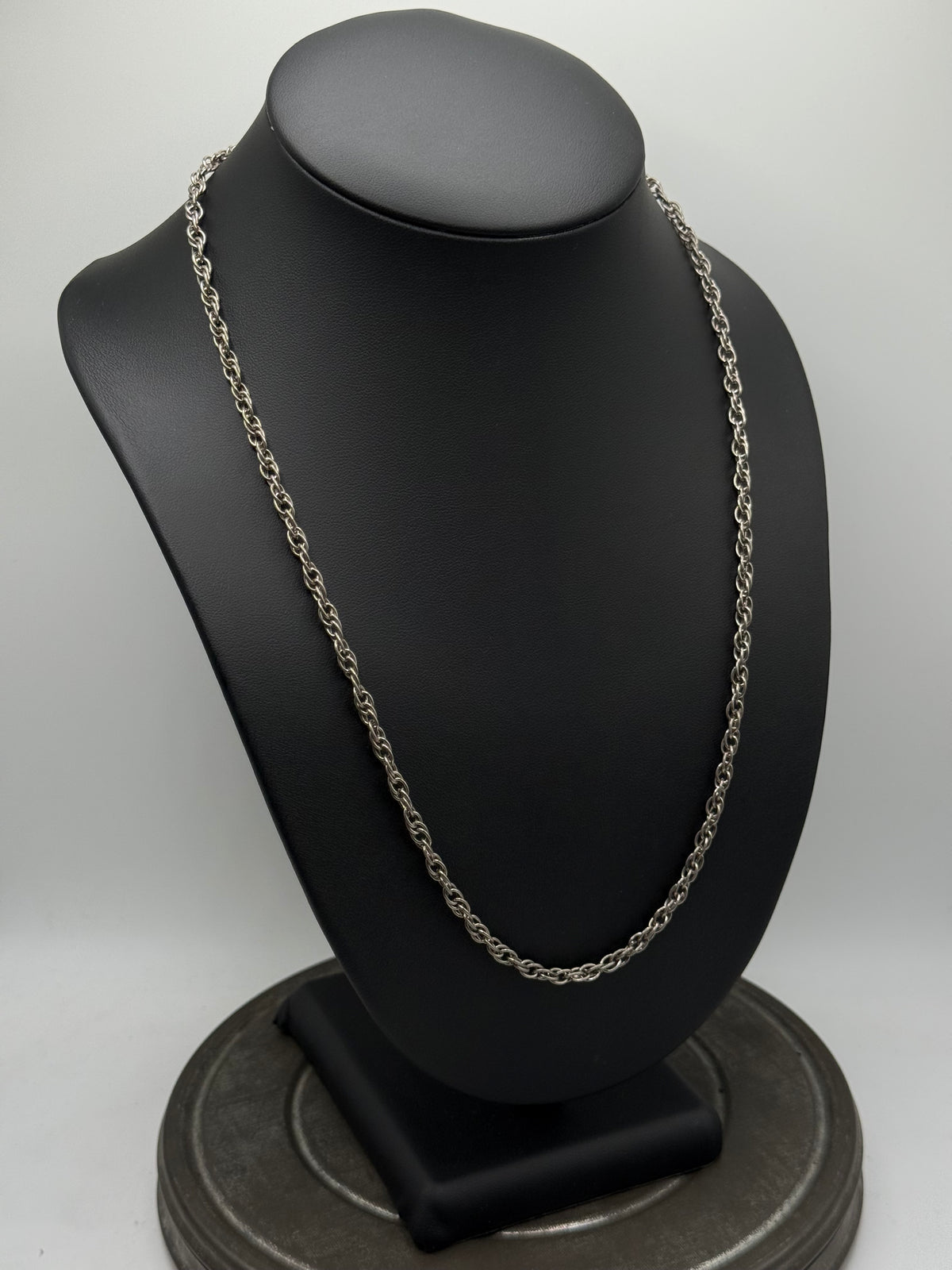 .925 Sterling Silver Double Link Rope Chain Necklace – Textured Woven Style 22”