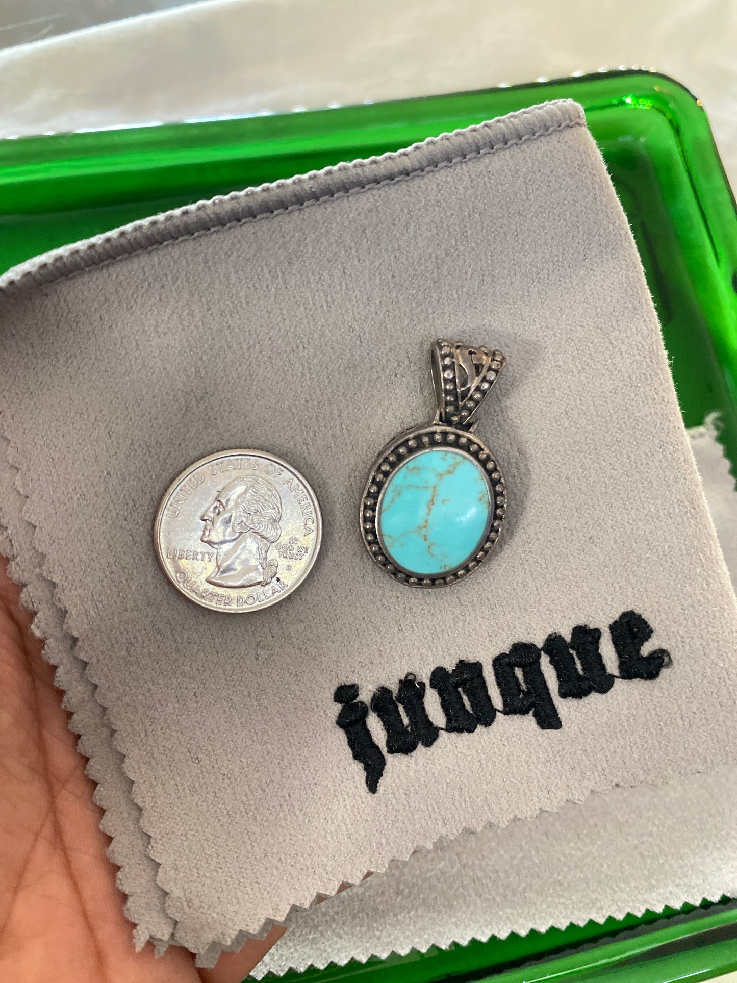 .925 Sterling Silver Oval Turquoise Pendant