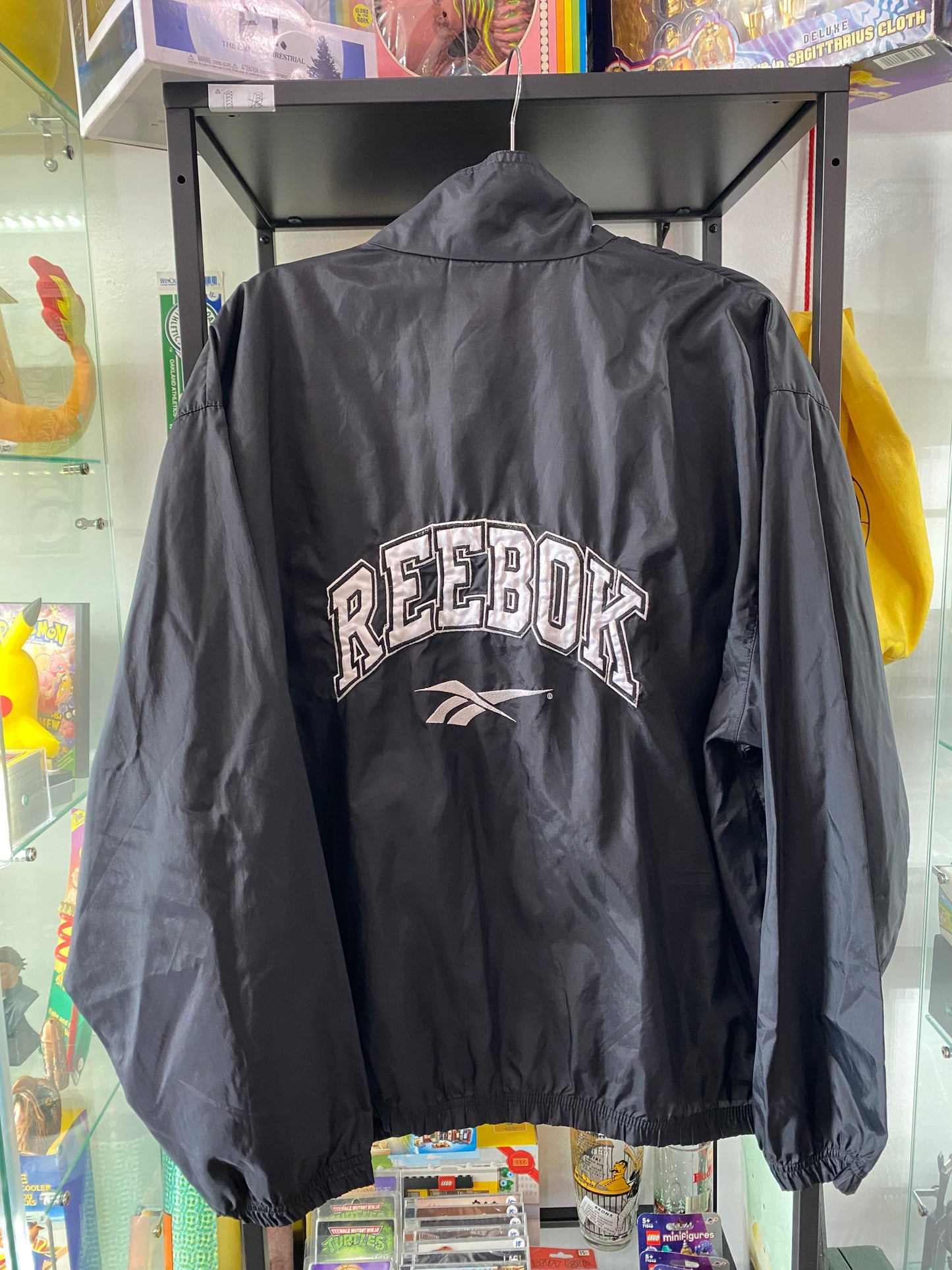 Vintage Reebok Windbreaker Jacket Black Sz Medium