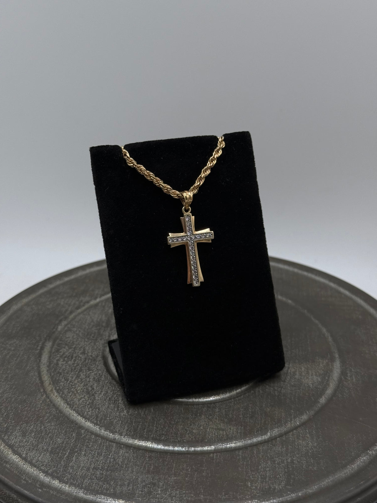 10k Gold CZ Cross Pendant
