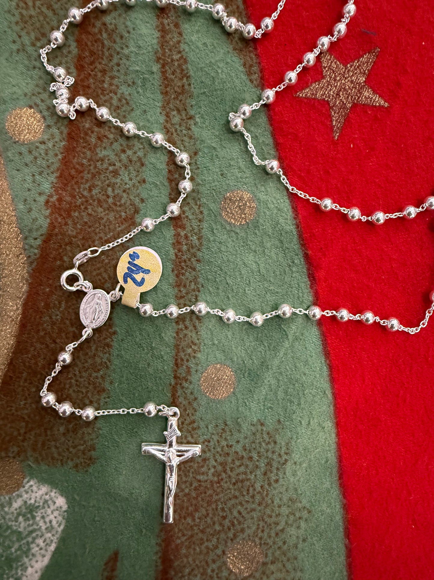 .925 Sterling silver Rosario rosary 24”