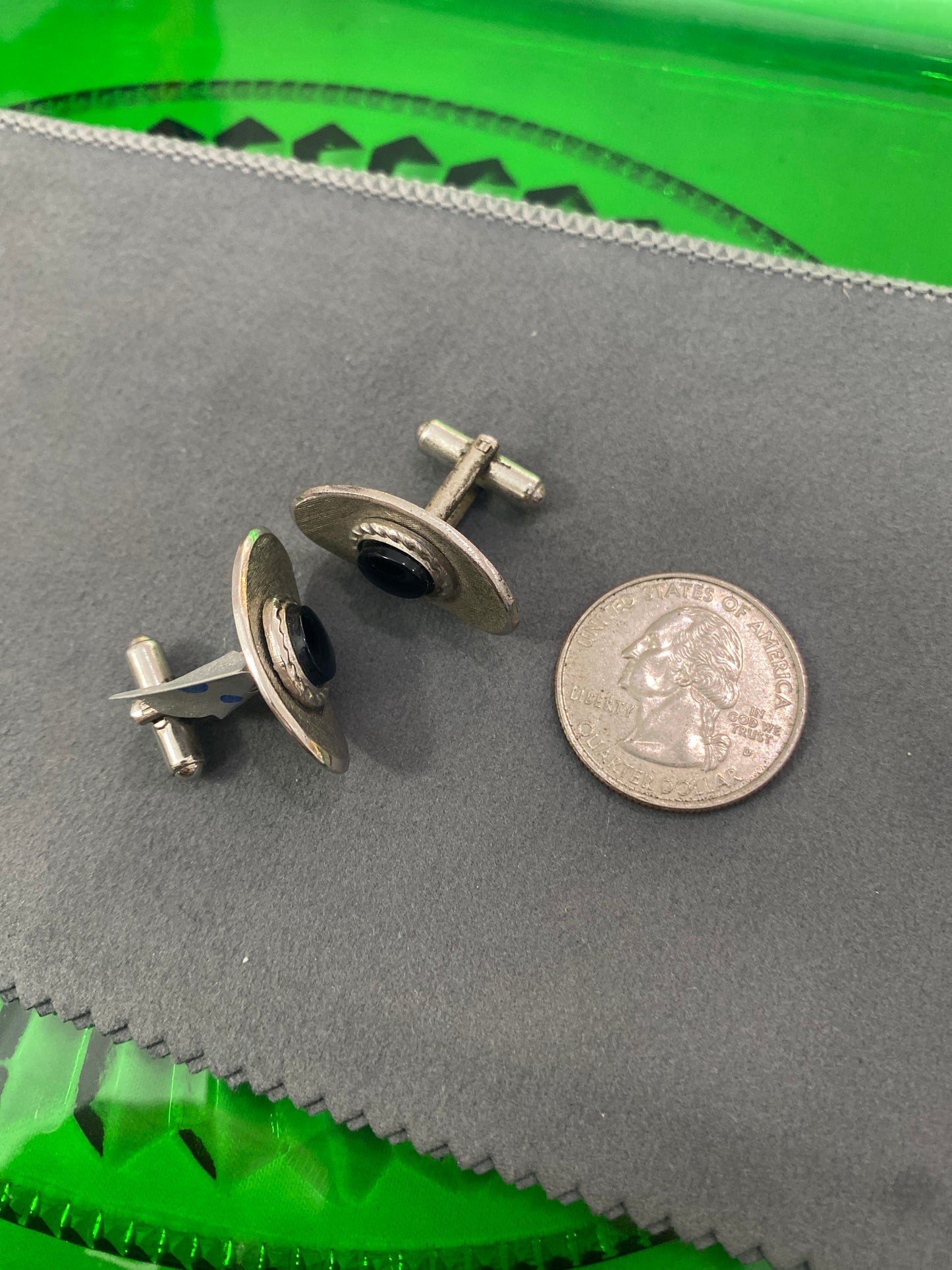 .925 Sterling Silver Onyx Cuff Links