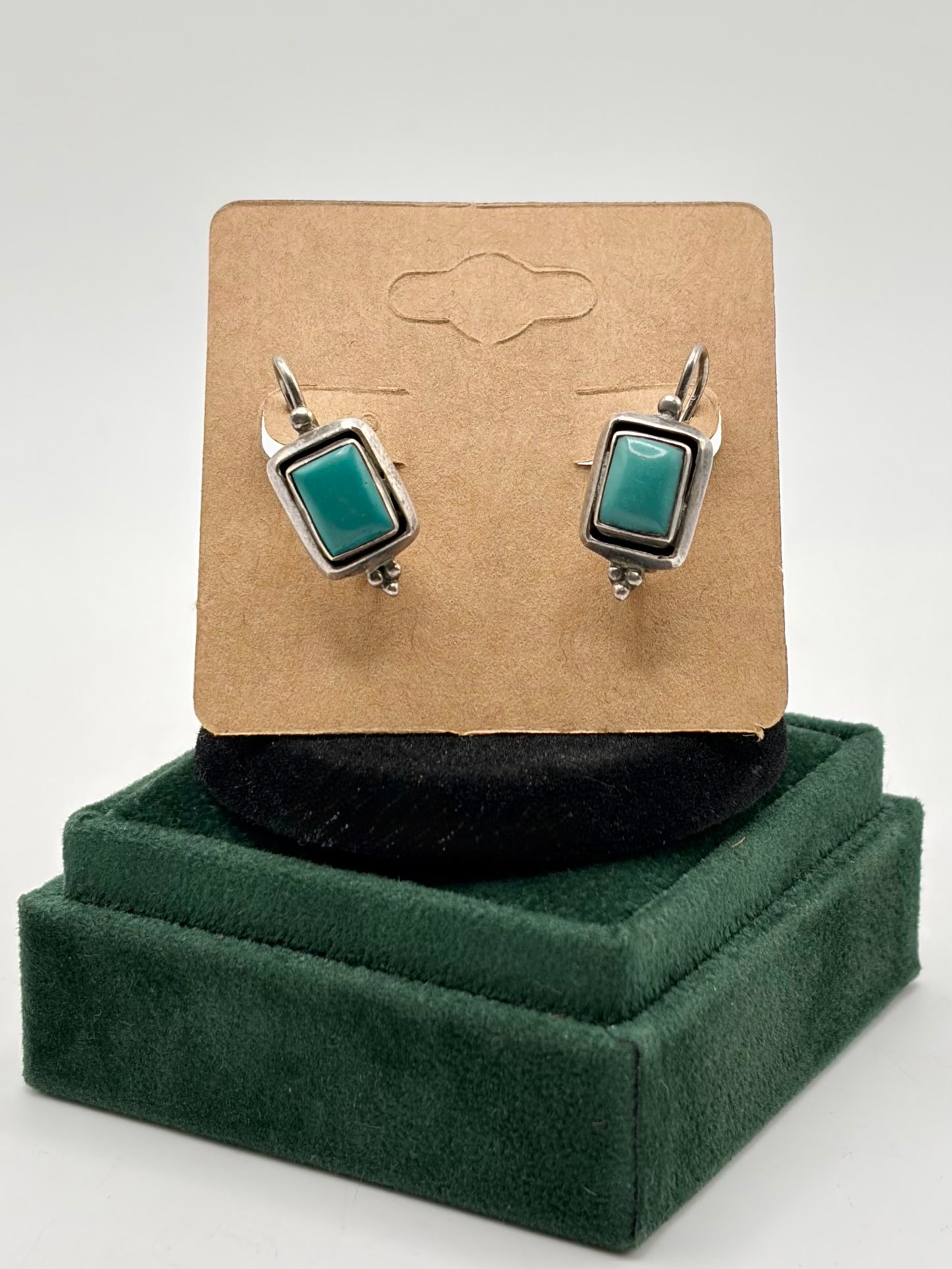 .925 Sterling Silver with Turquoise Square Earrings