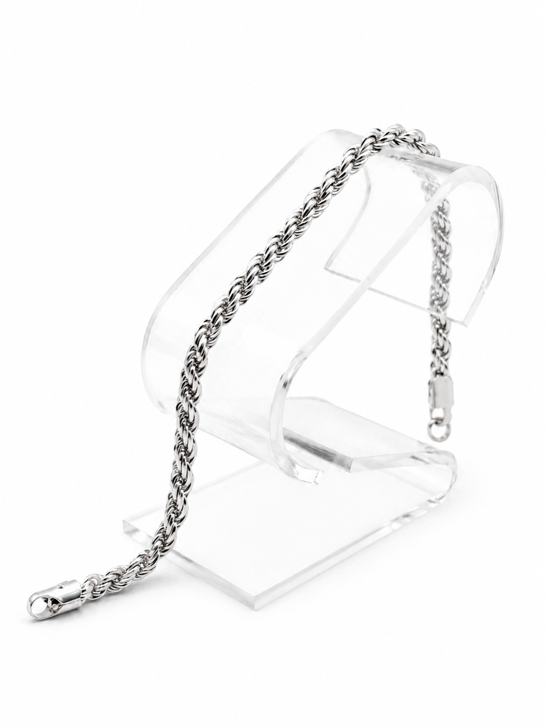 .925 Sterling Silver Rope Chain Bracelet Size 8in