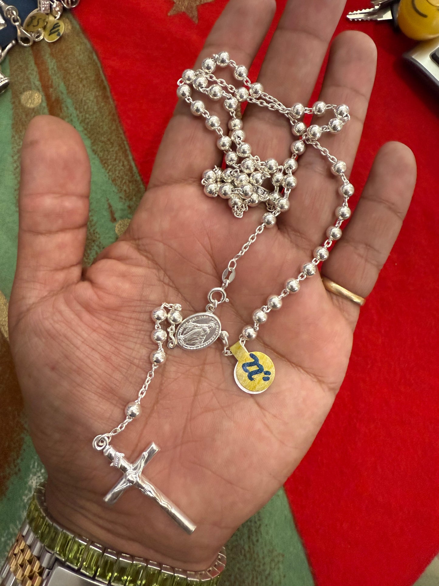 .925 Sterling silver Rosario rosary 22”