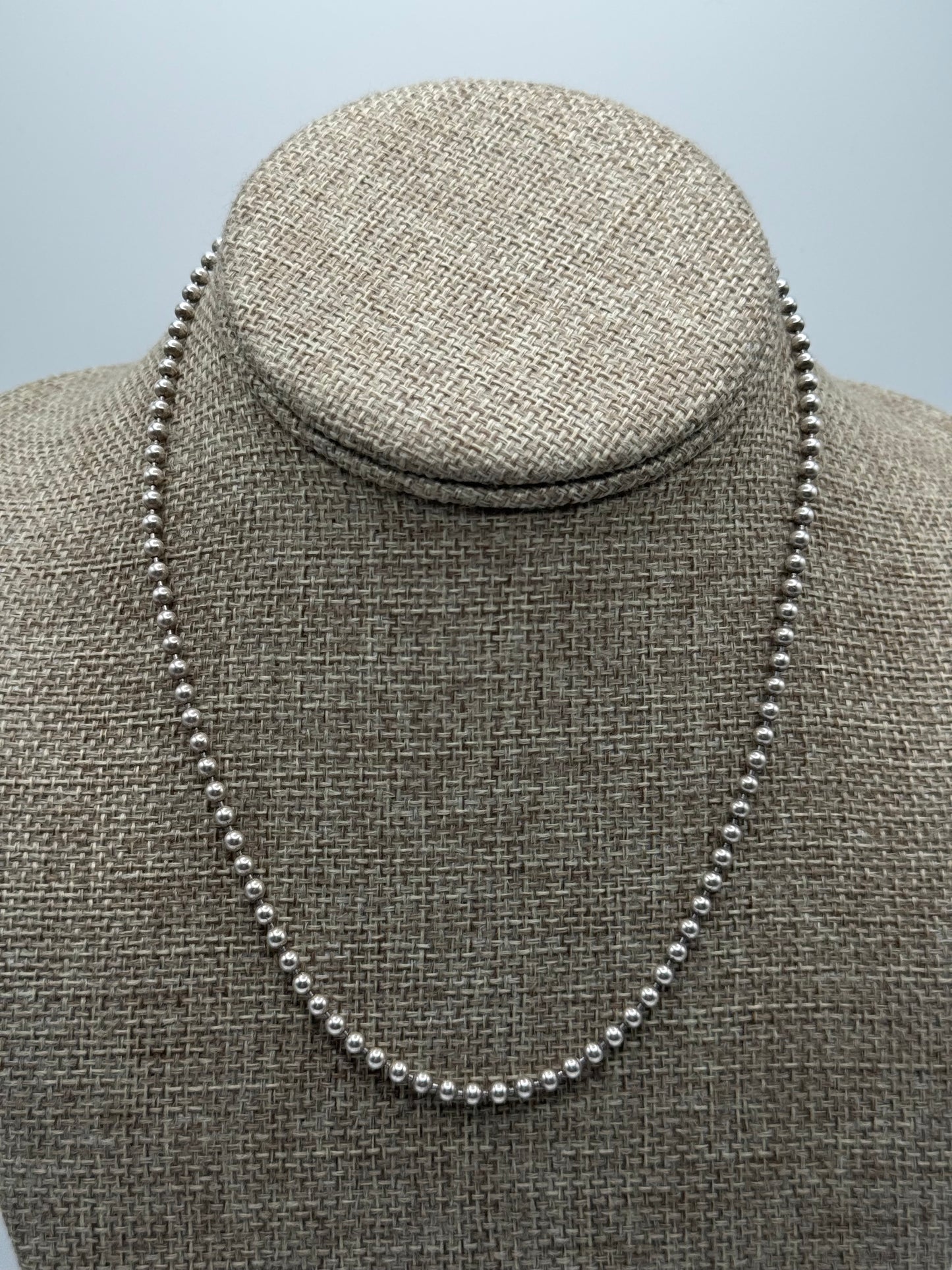 .925 Sterling Silver Beaded Ball Chain Necklace Sz. 15in