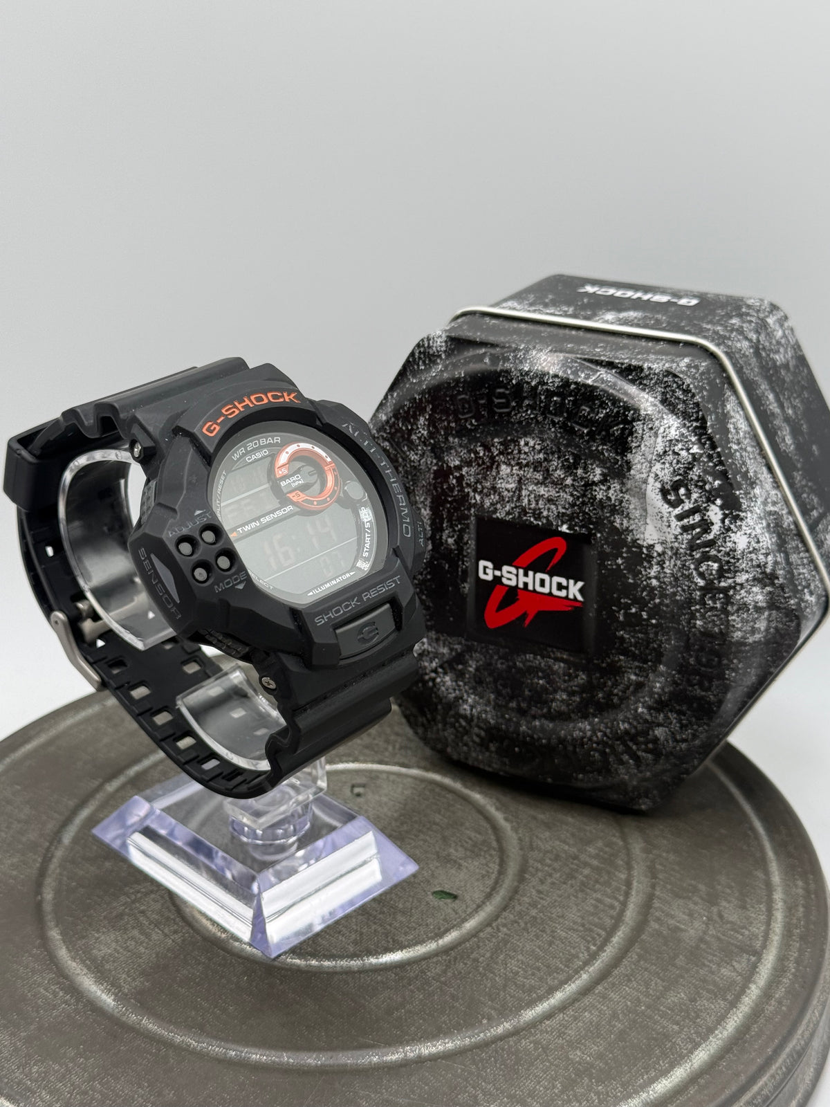 Casio G-Shock Twin Sensor Digital Watch – Black Orange Dial, Altimeter & Thermometer
