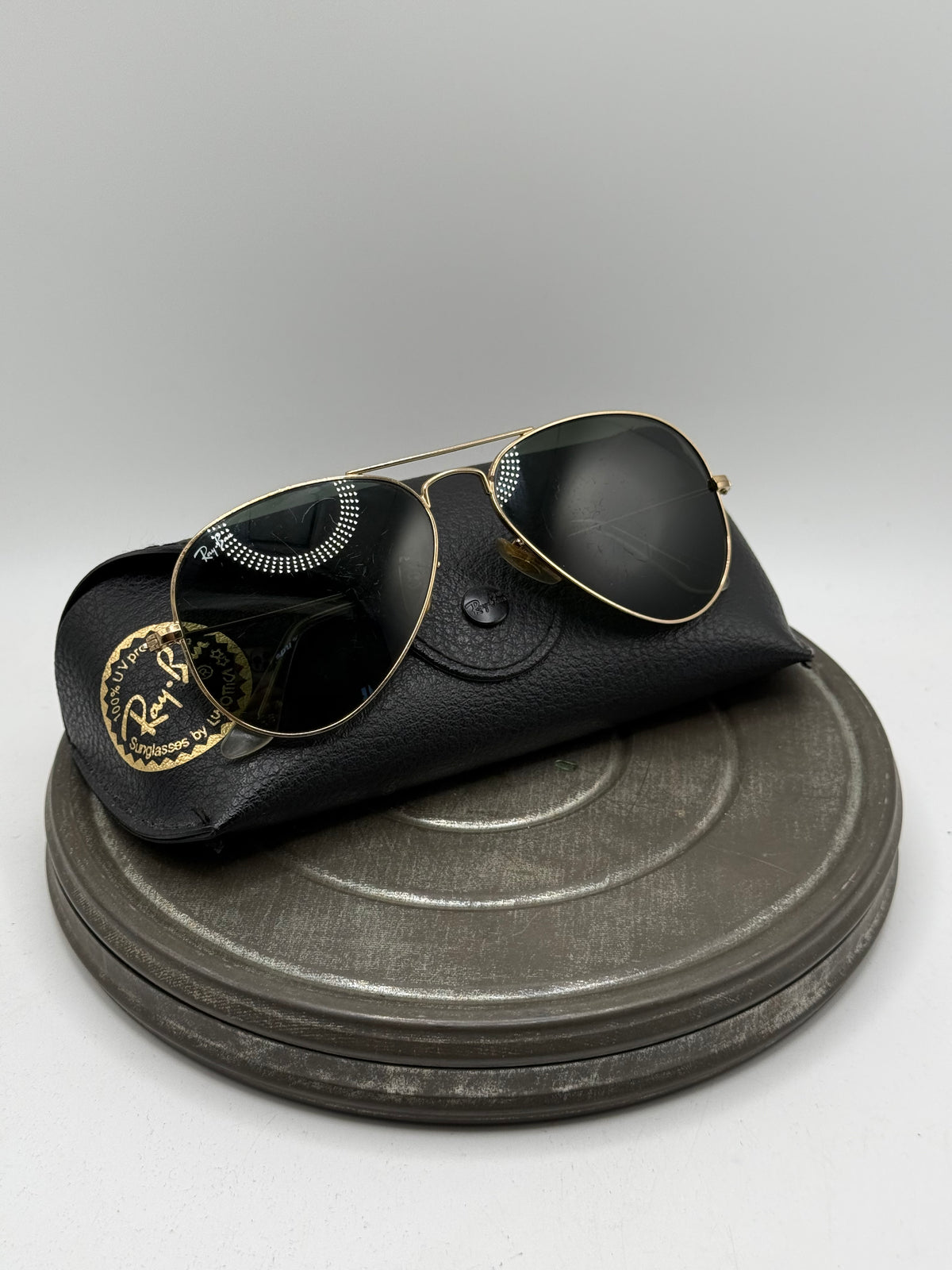 Vintage Ray-Ban Gold Aviator Sunglasses with Case